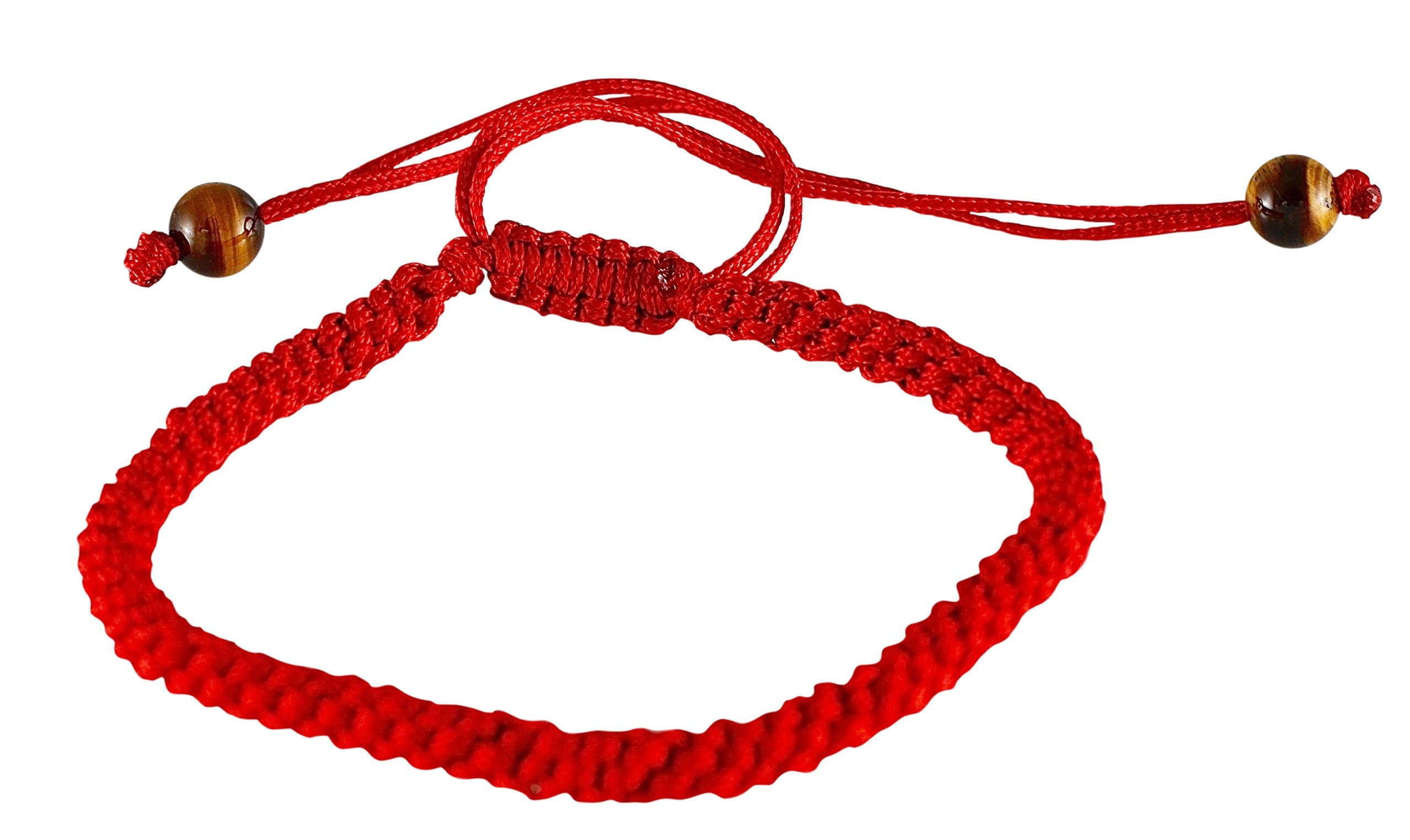 WizardPinsHandmade Kabbalah Red String Bracelet with 2 Tiger Eye Bead- Good for Prosperity and Success