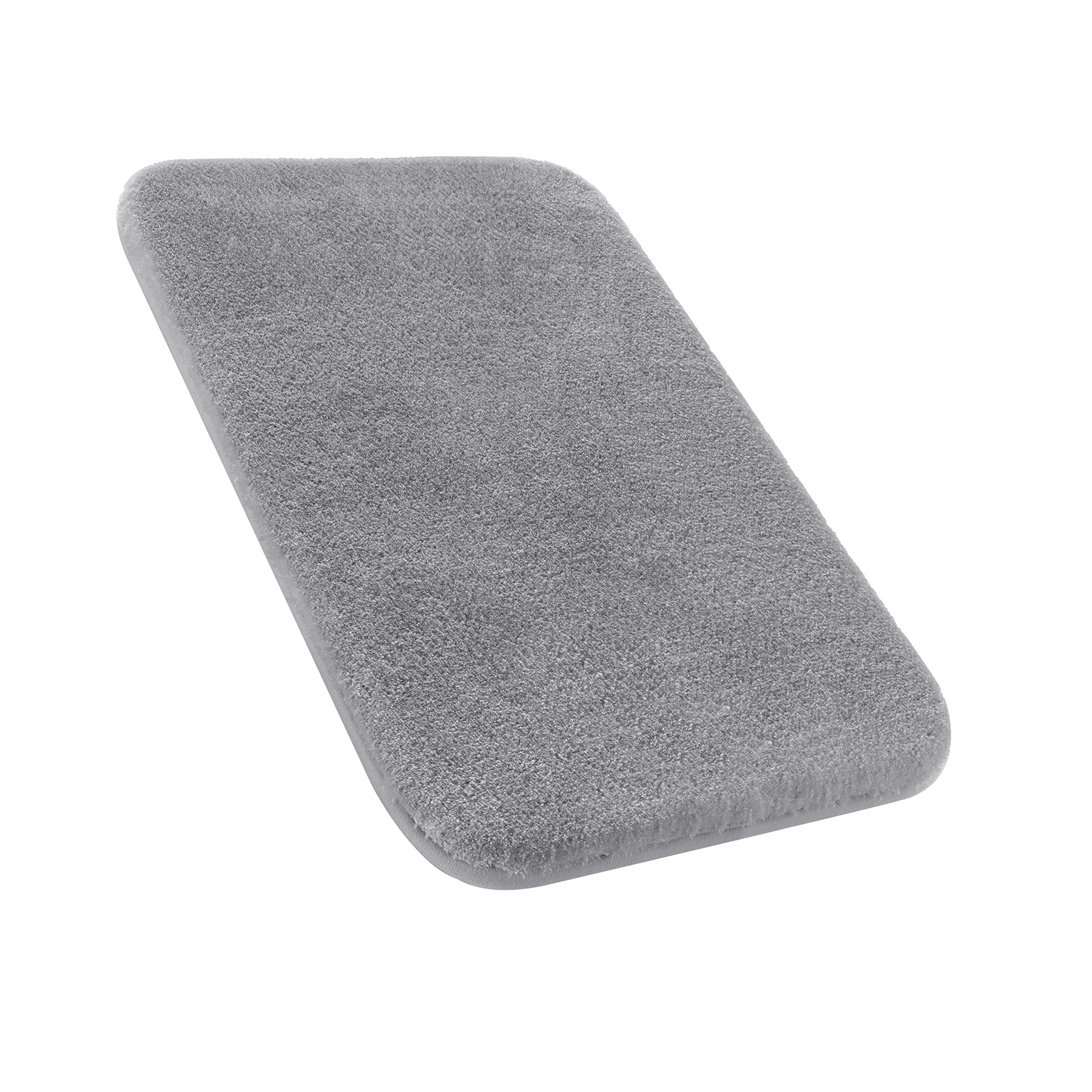 Yimobra Memory Foam Bathroom Rugs, Soft Microfiber Bath Mat, Plush Shaggy Shower Bathmat, Fluffy, Luxury Comfortable Water Absorbent Carpet, Non-Slip, Machine Washable,(Grey, 24 x 17 Inches)