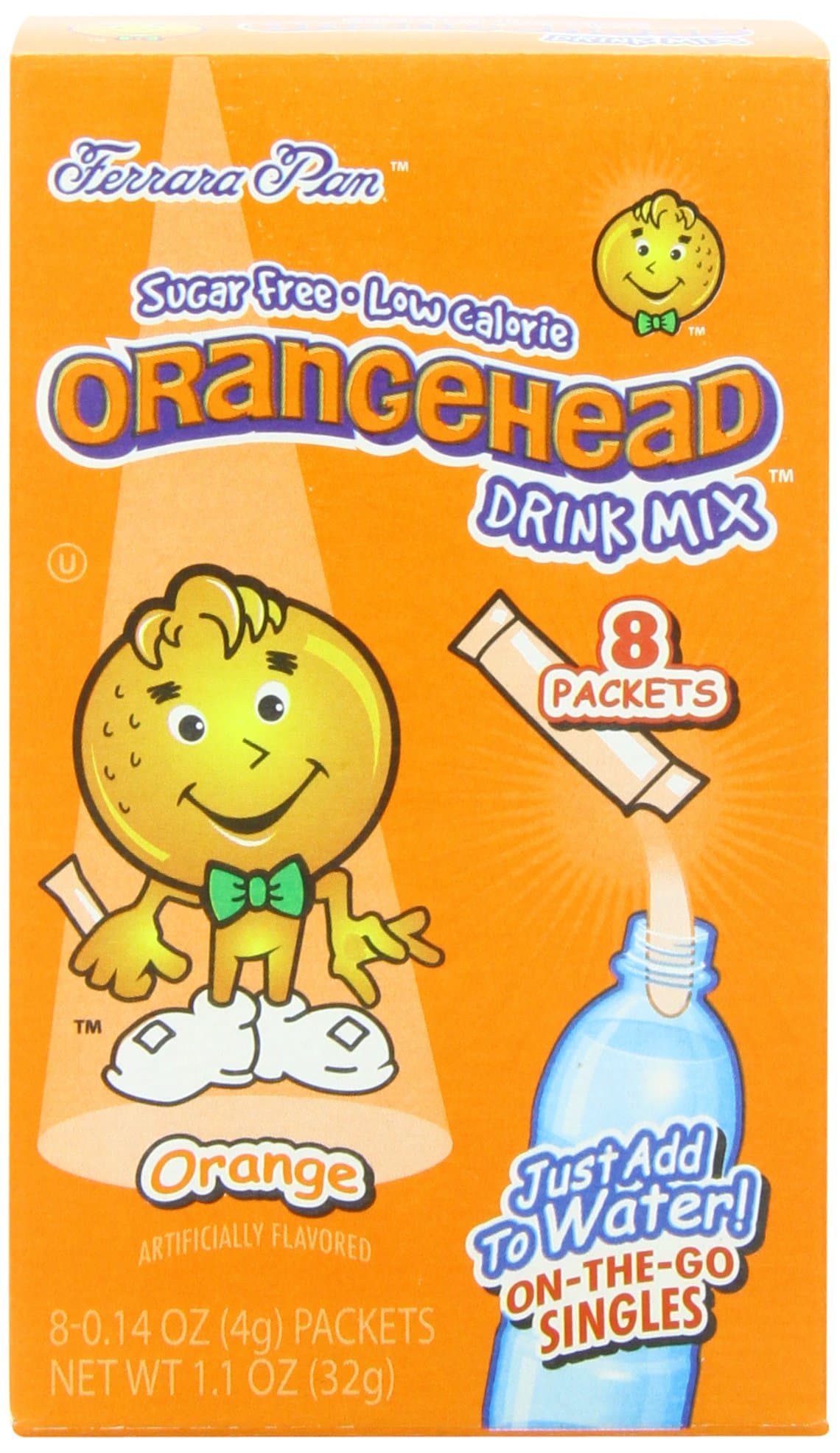 Orangehead Drink Mix, 8 Packets (Pack of 12)