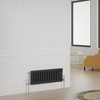 WarmehausTraditional Radiator Double Column Black Horizontal Cast Iron Style Central Heating Radiator - 300x830mm