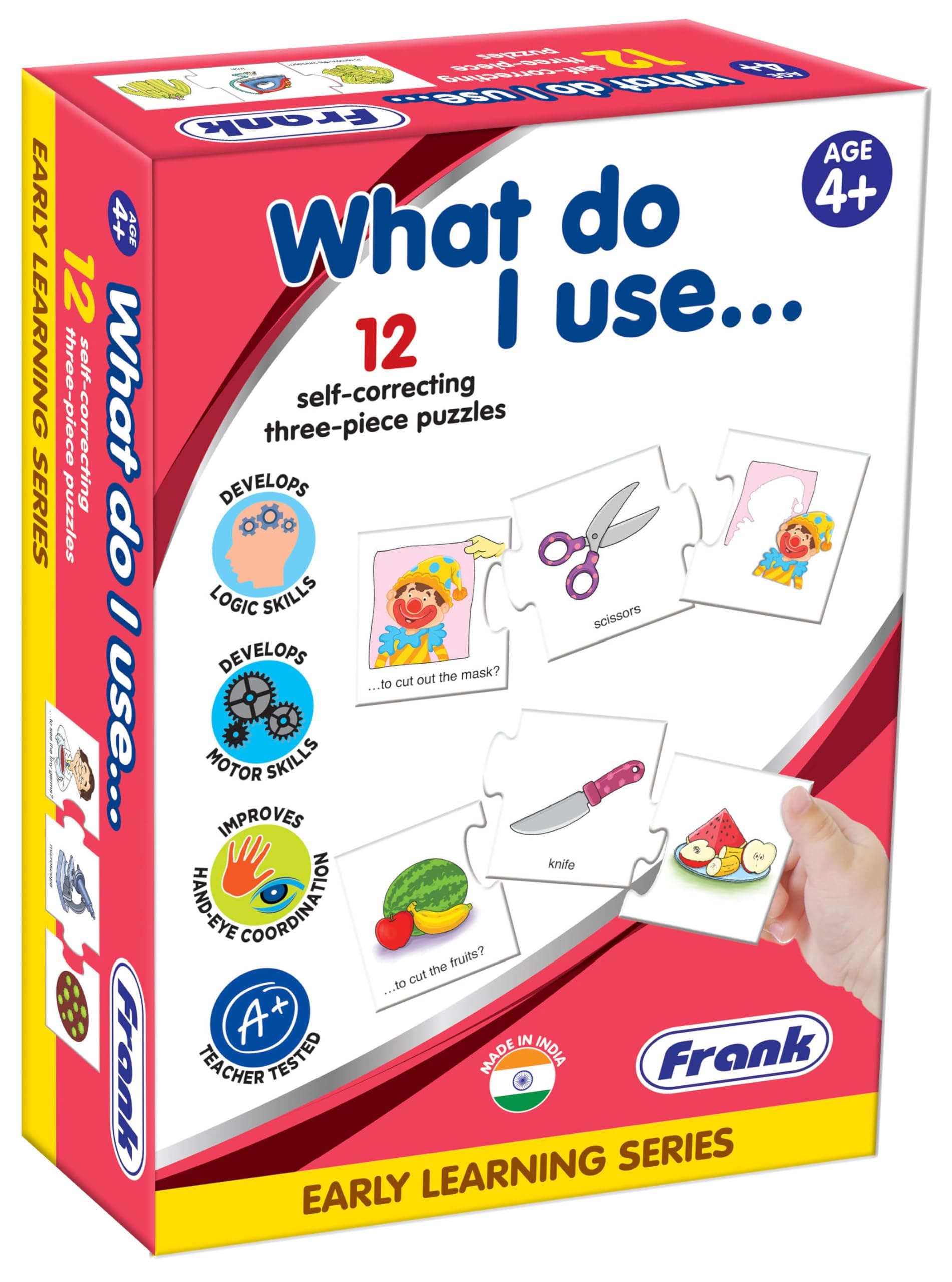 Frank What Do I Use – Early Learning Puzzles for Kids for Age 4, 5, 6, 7-12 Self-Correcting 3 Pcs Puzzle | Brain Booster Educational Fun Toys for Focus & Memory | Gifts for Kids - 36 Pcs with Images