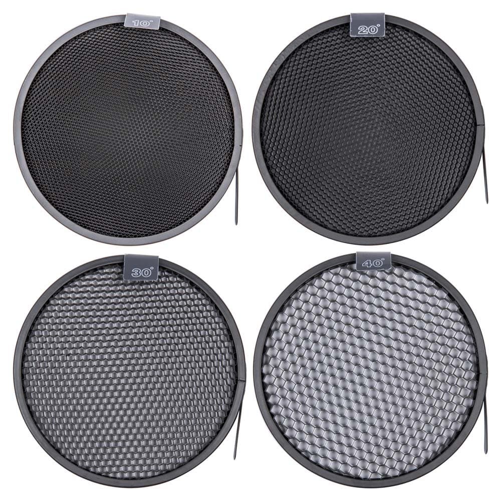 Interfit MR7G101 Studio Essentials Quality - 4 Honeycomb Grid Bundle 10/20 / 30/40 for Standard 7" Reflector, Black