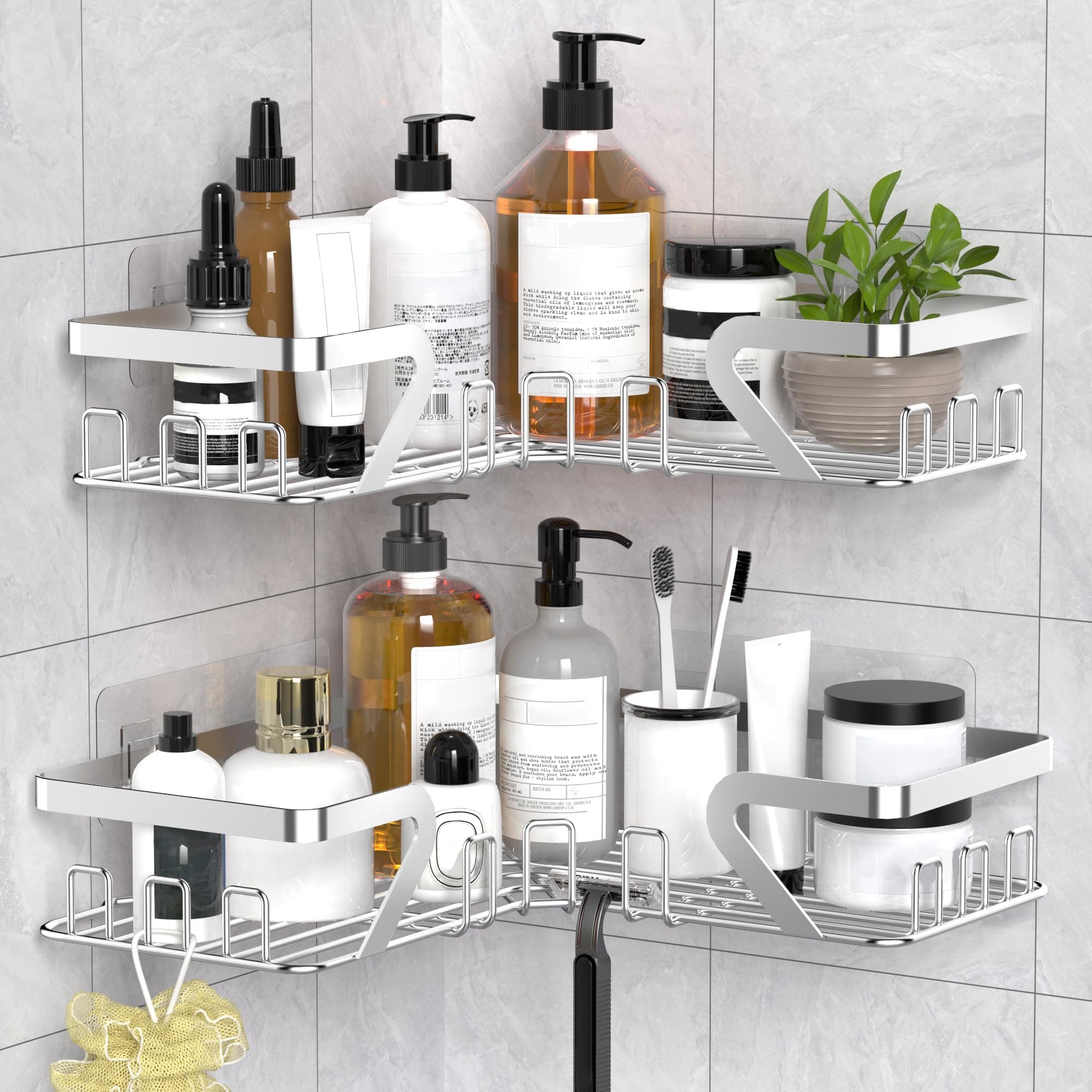 Kegii Shower Caddy Corner with Soap Holder, 2 Pack Stainless Steel Shower Org...