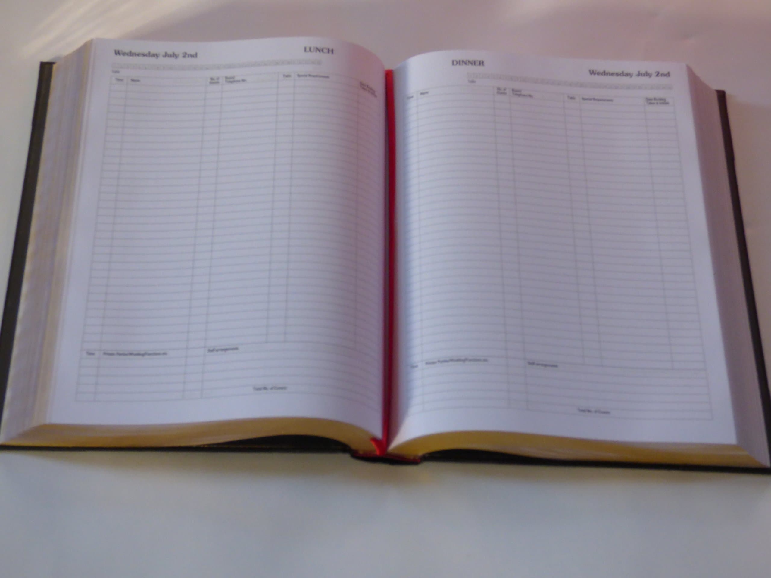 Restaurant Bookings Diary 2023 (Black) Day & Date Displayed Casebound Mainland DELIVERY ONLY
