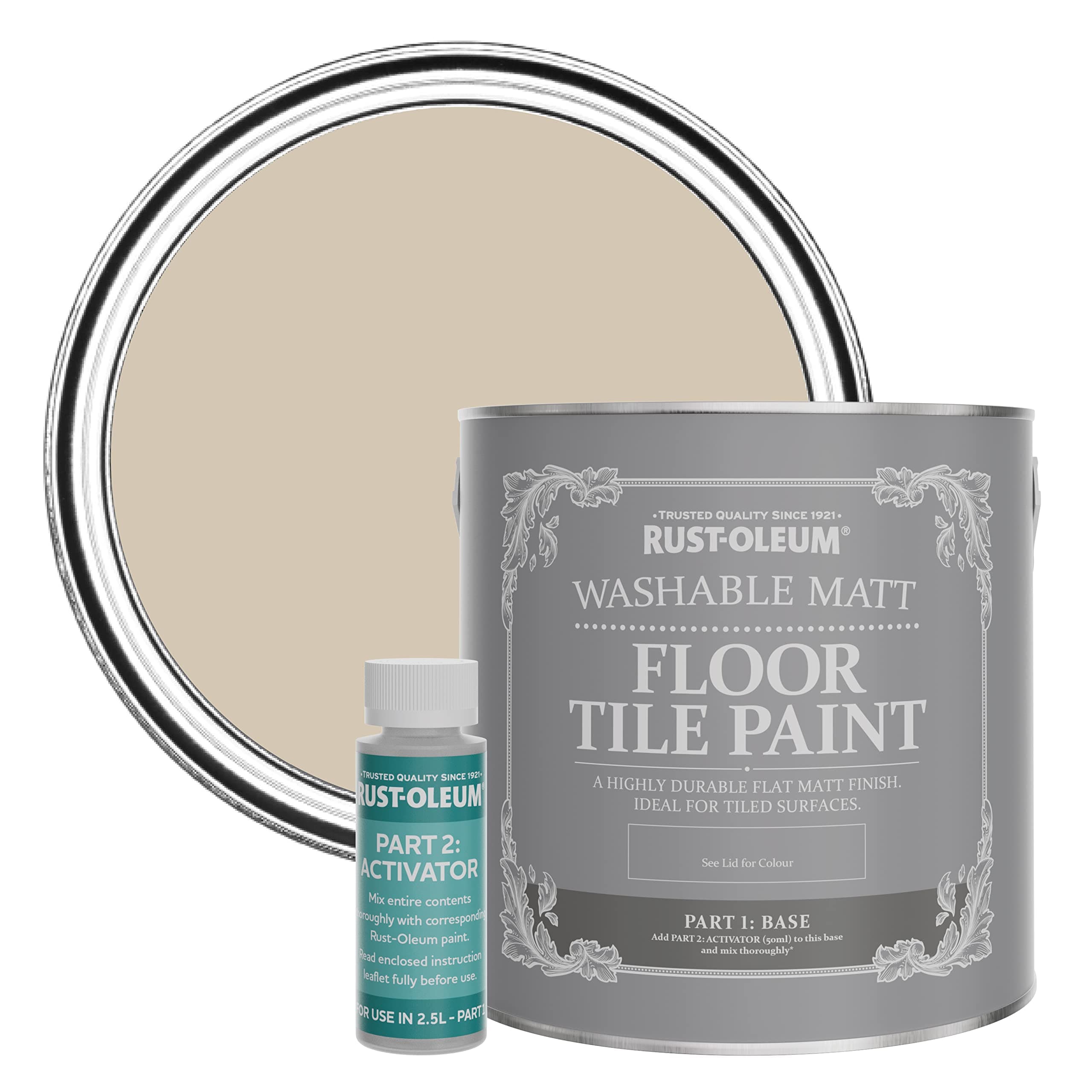 Rust-Oleum Beige Washable Matt Floor Tile Paint - Butterscotch 2.5L