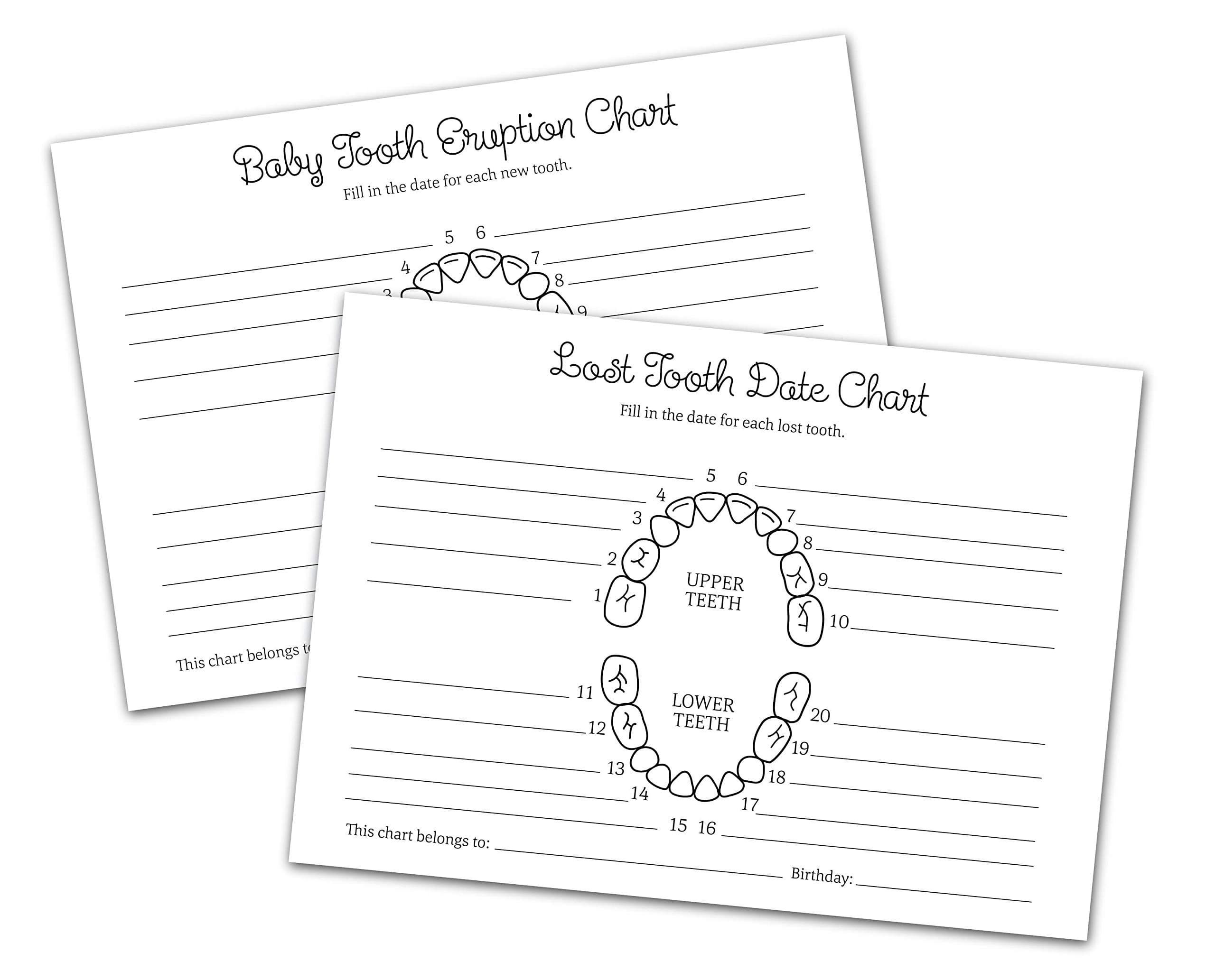 Adorable Tooth Memorable: A First Tooth Keepsake and Tooth Chart for Lasting Memories. Tooth Card unique and special way to keep track of your child's dental milestones