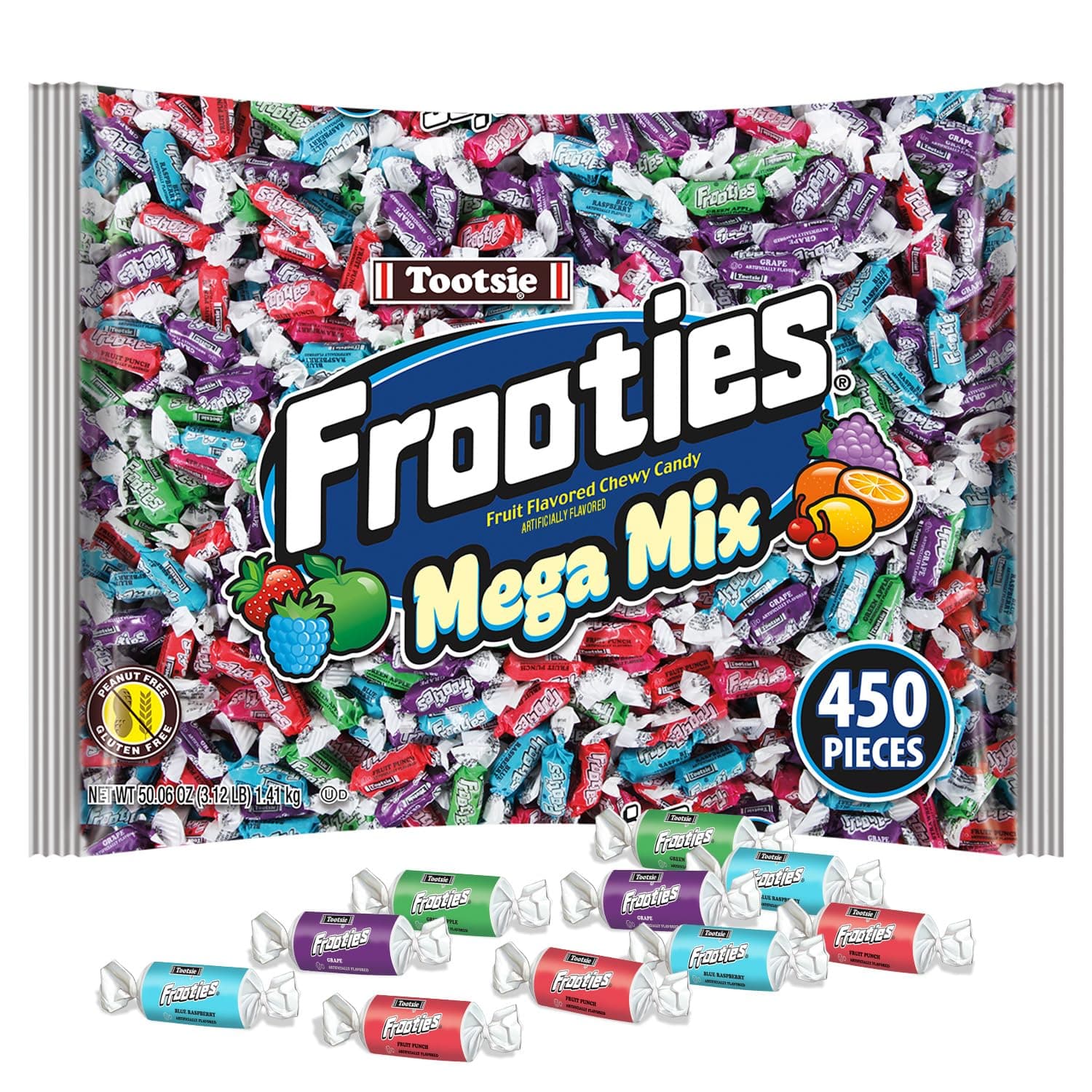 Mega Mix - 450 Pieces Assorted Fruit Flavor Chewy Candy - Over 3 lb. Bag of Bulk Treats - 50.06 oz