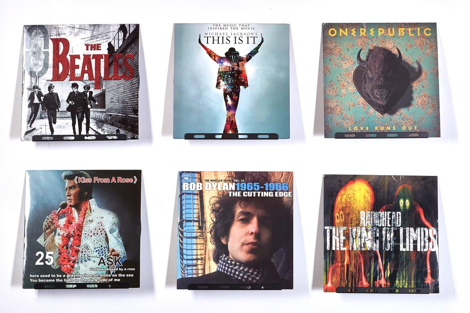 Set of 4 Solid Steel Vinyl Record Shelf, Wall Mount, Hold Display Album in Style(Black Satin,Set of 4)