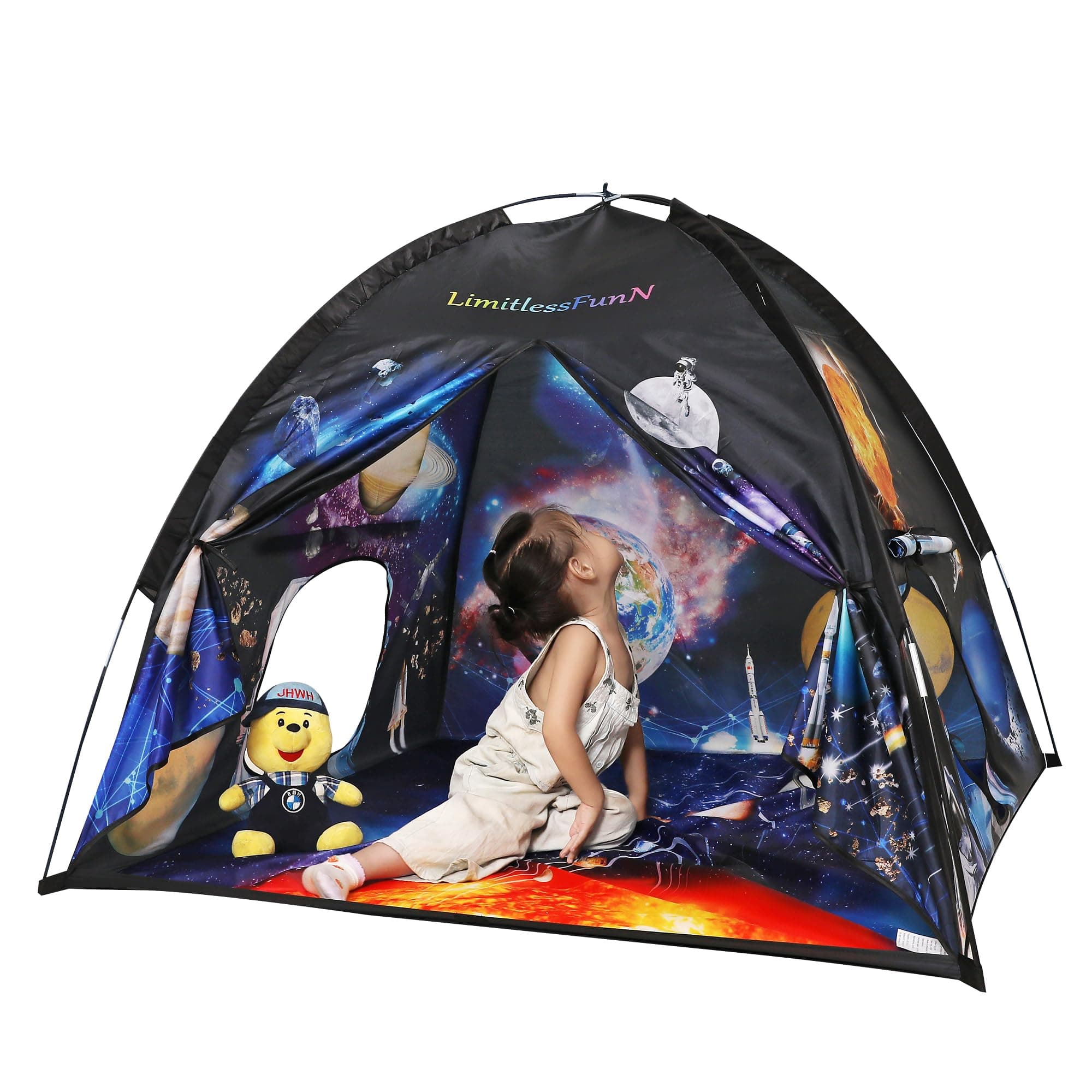 LimitlessFunN Space Solar System Kids Play Tent | includes Star Lights & Carrying Case |, Children Imaginative Astronaut Dome Playhouse for Boys, Toddlers, Indoor & Outdoor, 48" D x 48" W x 42" H