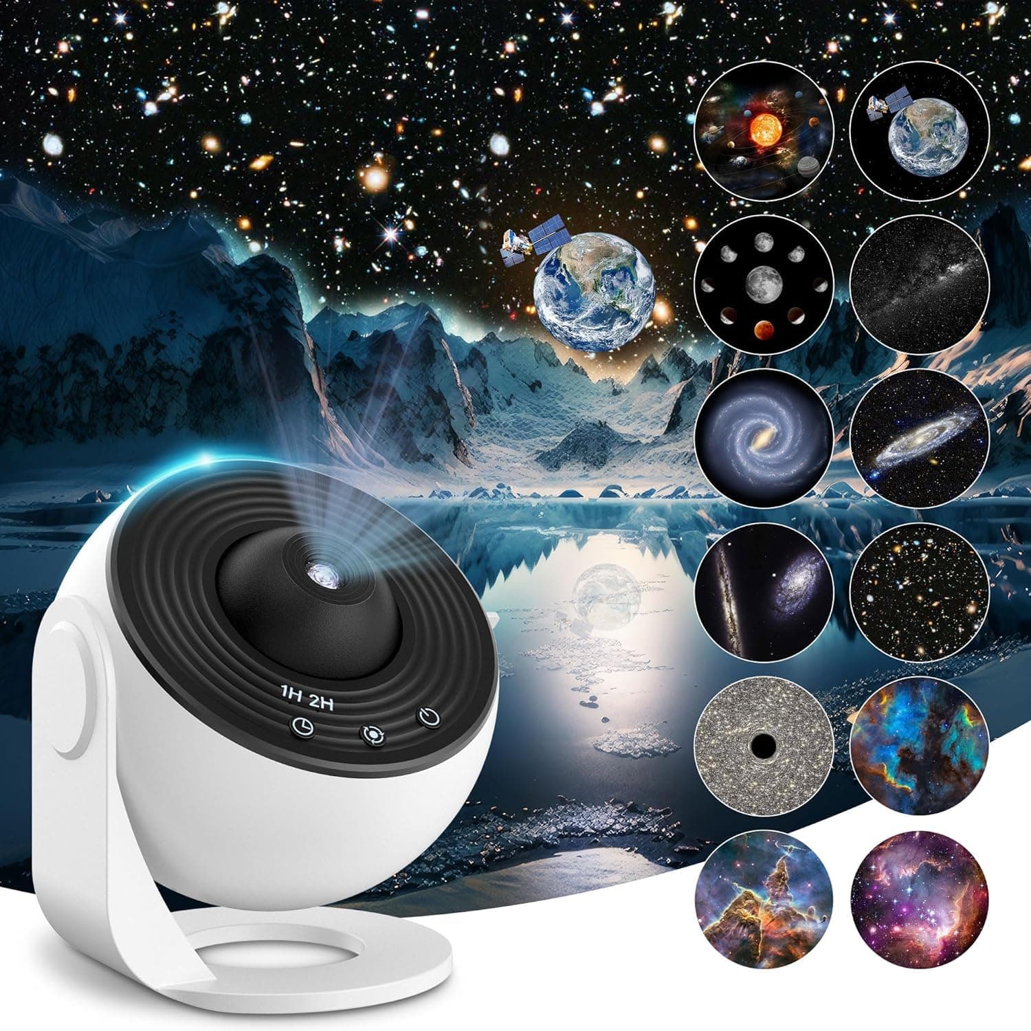 Galaxy Projector, Planetarium Star Projector, Realistic Galaxy Night Light Projector with 12 Planet Discs, Starry Sky Night Light Projector Lamp Moon Night Light for Kid Adult Ceiling Bedroom