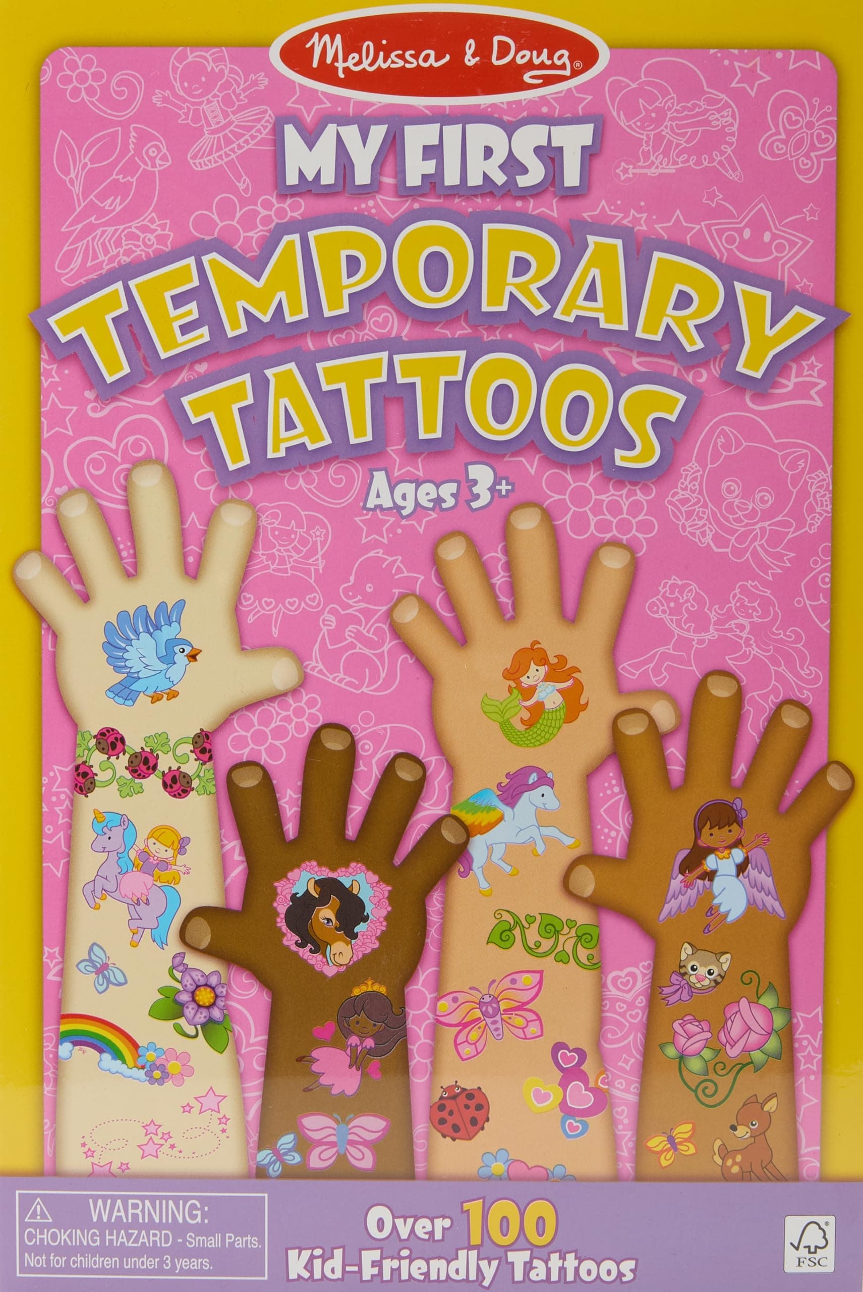 Melissa & Doug My First Temporary Tattoos: 100+ Kid-Friendly Tattoos - Rainbows, Fairies, Flowers, and More, 3+ Gift for Boy or Girl - FSC-Certified Materials