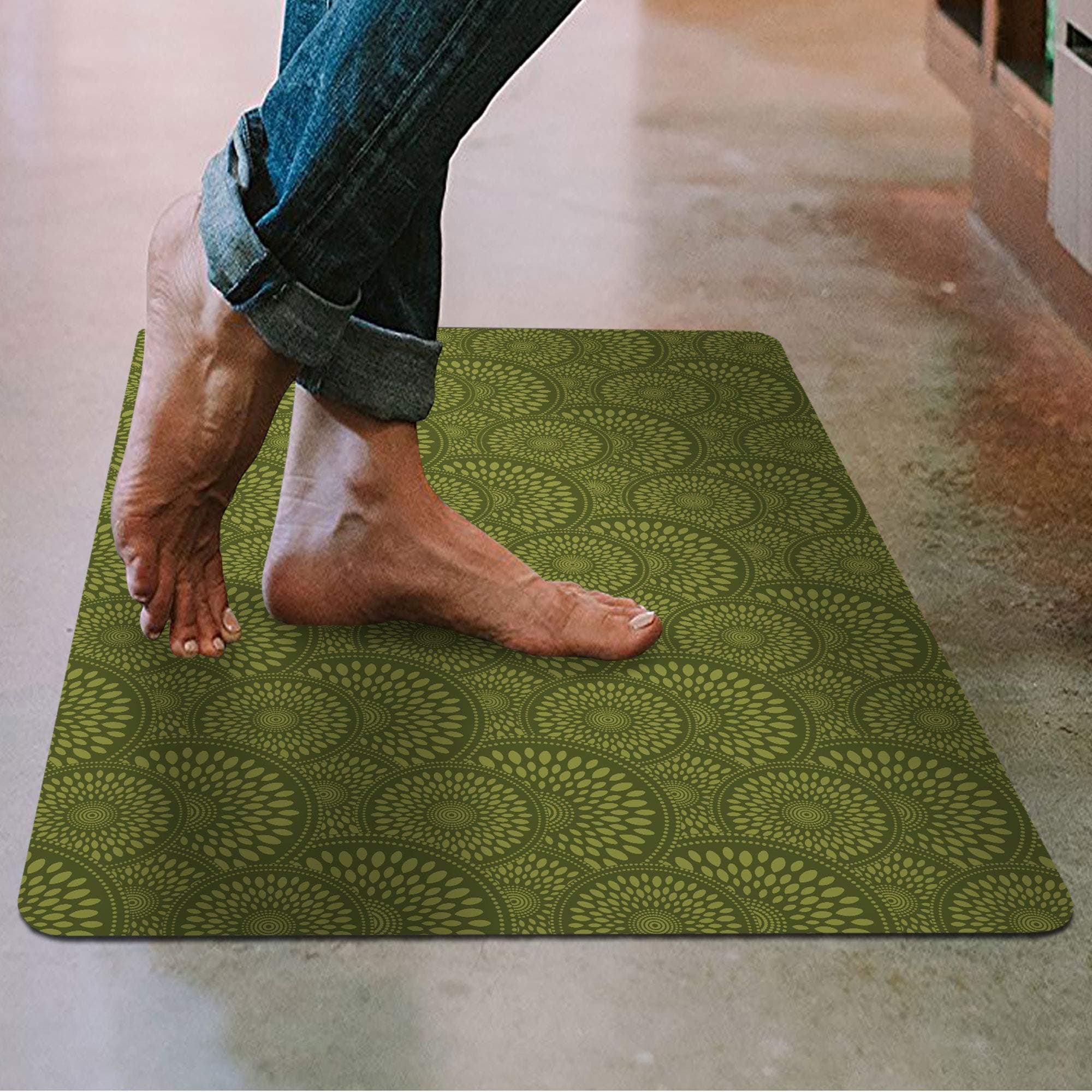 Shape28 Floor Mat Ultra-Thin Kitchen Rug with Non Slip Rubber Backing 35”x23”, Green