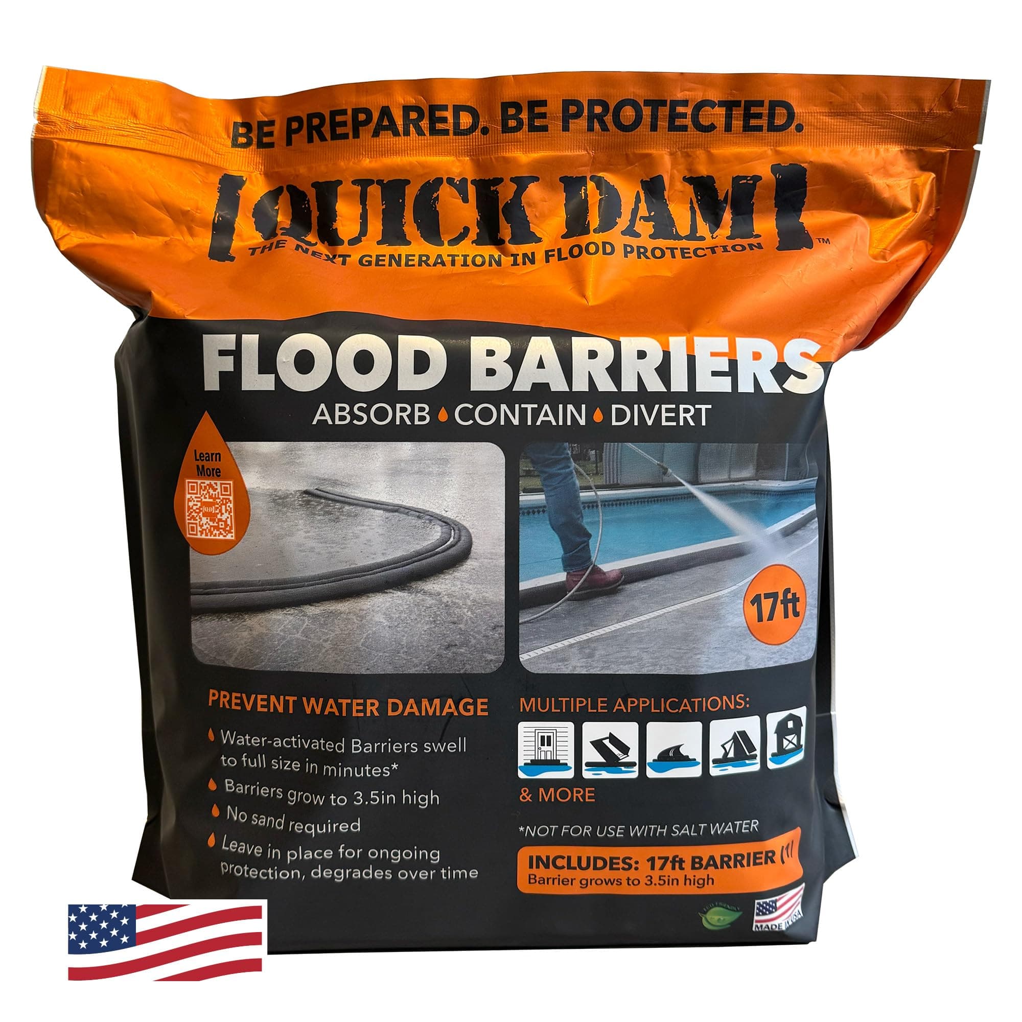 Water Activated Flood Barrier 17 feet, 1-Pack
