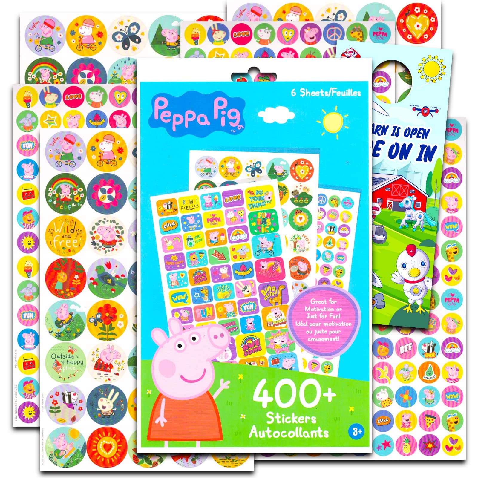 Beach Kids Peppa Pig Potty Training Stickers Bundle ~ Over 400 Peppa Pig Reward Stickers for Toddlers Plus Barn Bots Door Hanger | Peppa Pig Stickers Party Favors