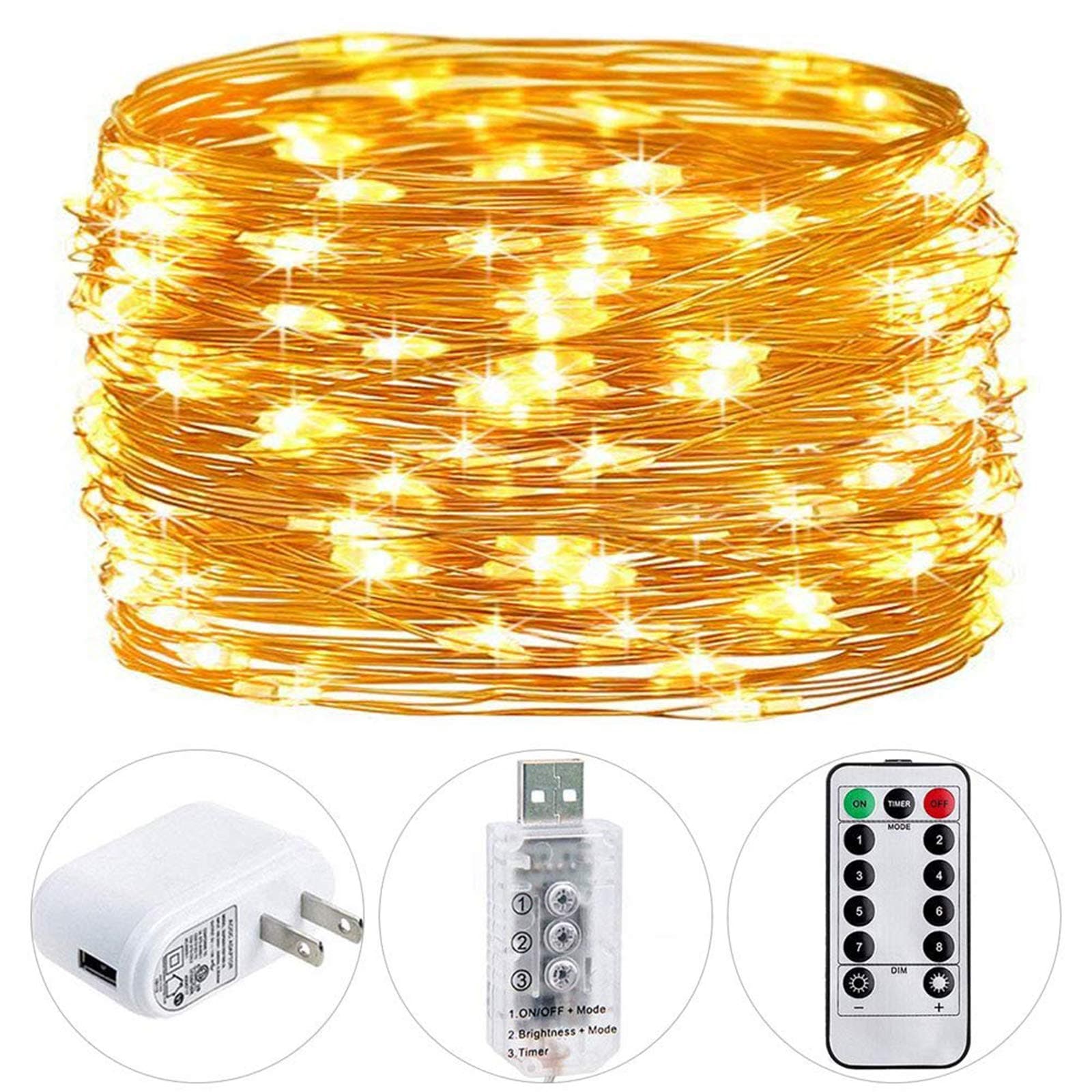 HSicily Fairy Lights Plug-in, 33ft 100 LED Twinkle String Lights with Remote Timer - 8 Modes for Bedroom, Christmas, Thanksgiving, Patio, Wedding, Party & Indoor/Outdoor Decor