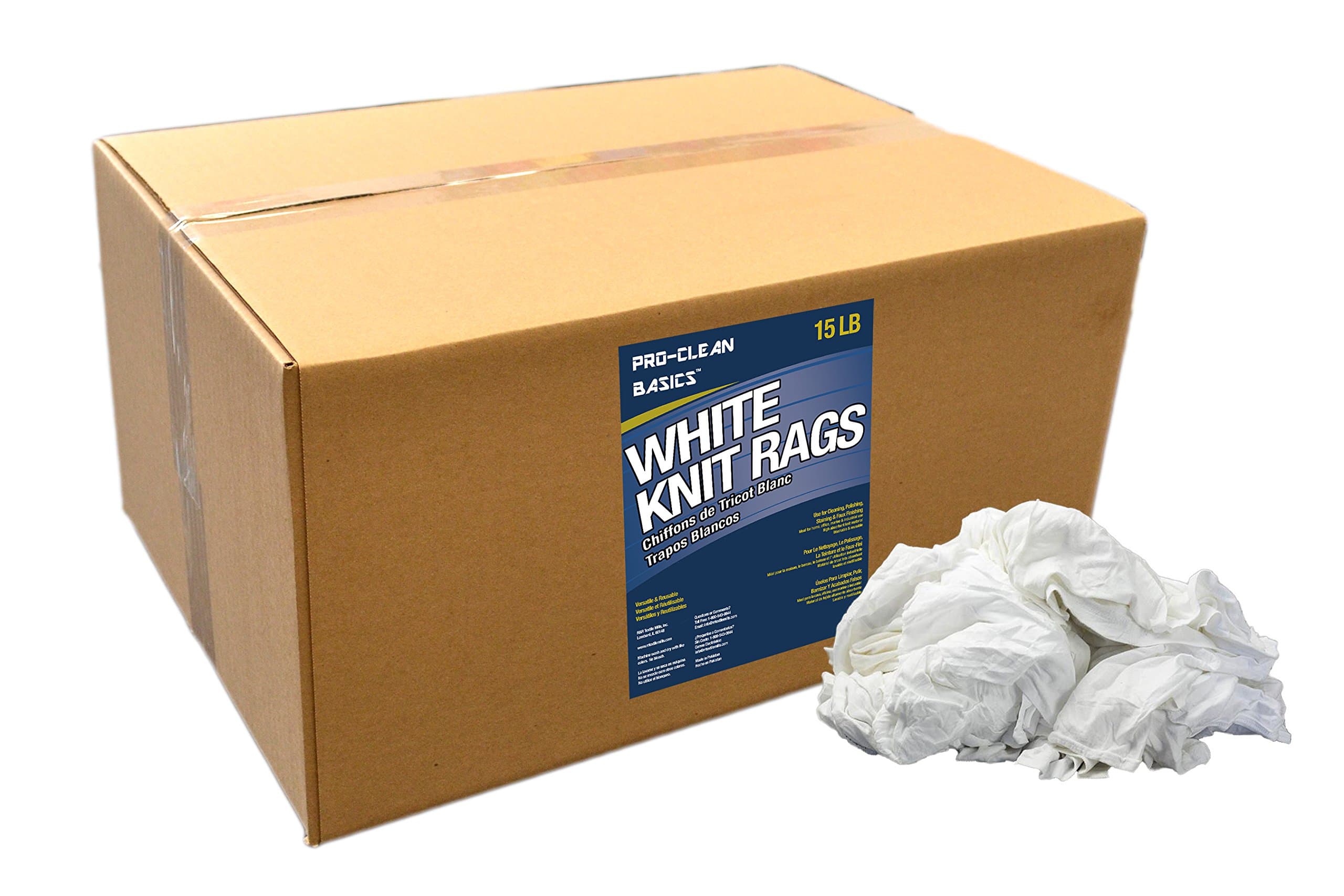 Pro-Clean BasicsPro-Clean Basics New Mixed White T-Shirt Rags: 15 lb. Box, (Model: A99301)