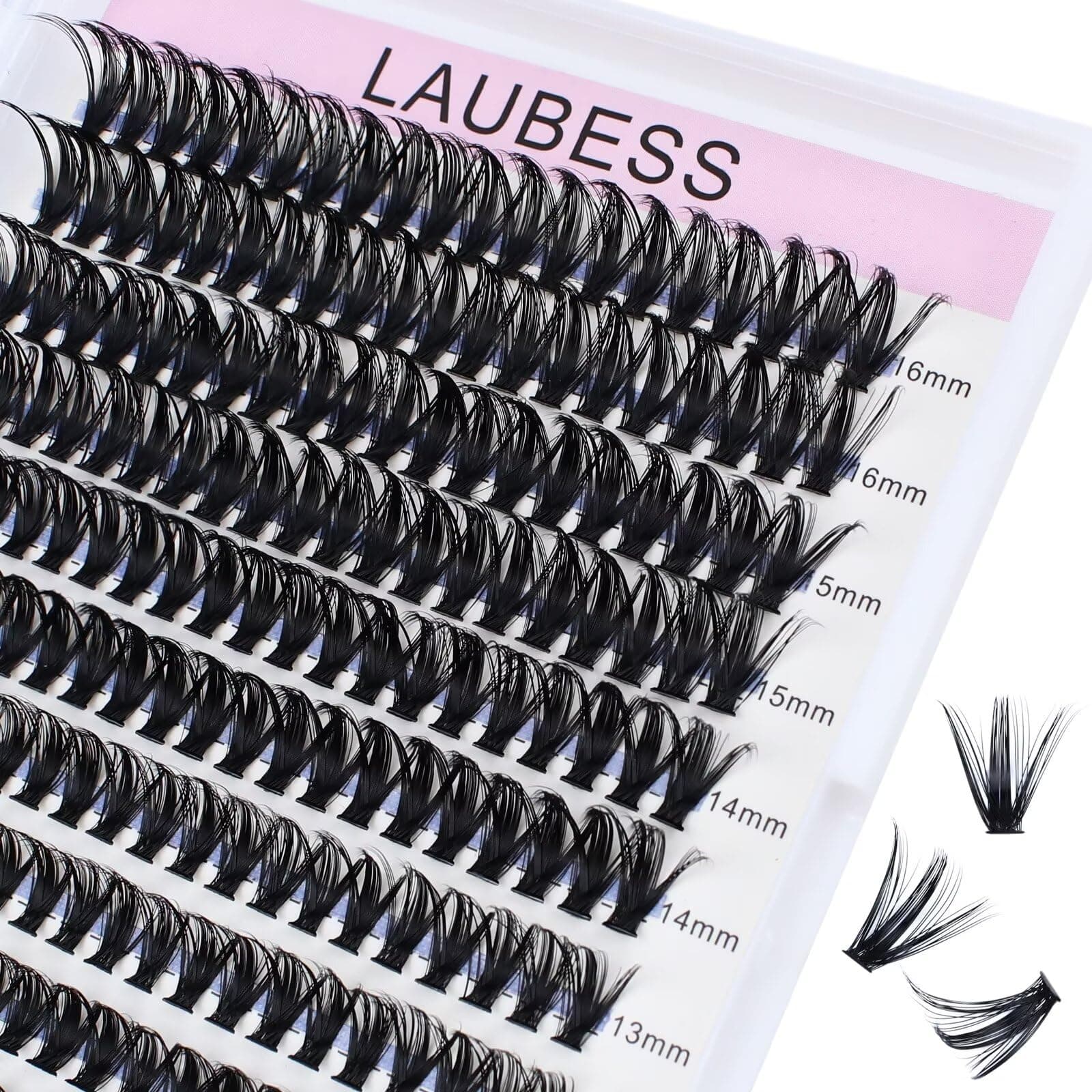 Cluster Lashes Mixed Length 50D 240 Individual Lashes D Curl Lash Clusters Volume Eyelash Clusters DIY Lash Extension Kit Fluffy Cluster Eyelash Extensions (50D-0.07D, 9-16mm)