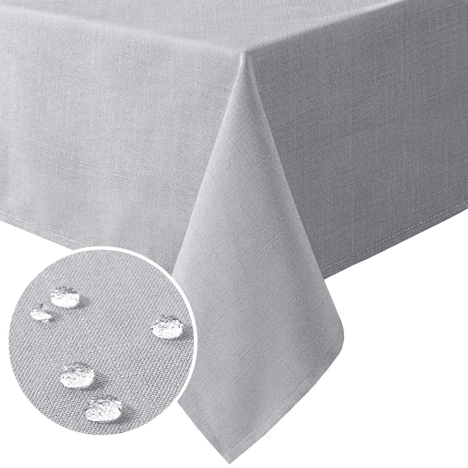 Linen Textured Table Cloths Rectangle 60 x 104 Inch Premium Solid Tablecloth Spill-Proof Waterproof Table Cover for Dining Buffet Feature Extra Soft and Thick Fabric Wrinkle Free, Grey