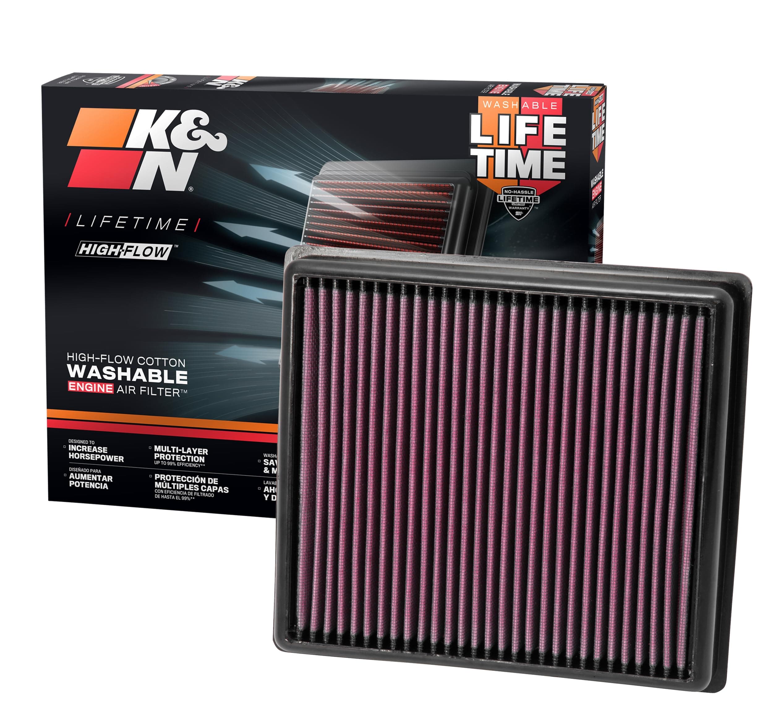 K&N High-Flow Original Lifetime Engine Air Filter: Increase Power: Premium, Washable: Compatible with 2012-2020 BMW: (See Product Description for Select Models), 33-2990