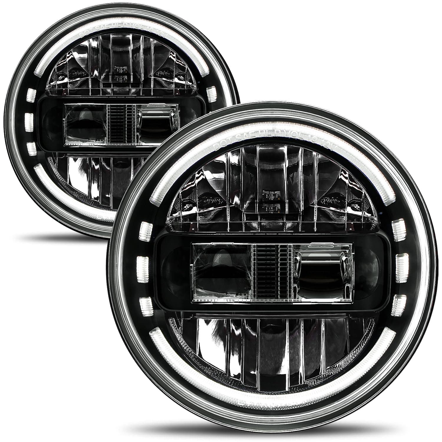 AUDEXEN 7 Inch Led Headlights DOT Approved Round Headlight with DRL Low Beam and High Beam Compatible with Jeep Wrangler JK JKU LJ CJ TJ 1997-2018 Headlamps - Exclusive Patent (Black)