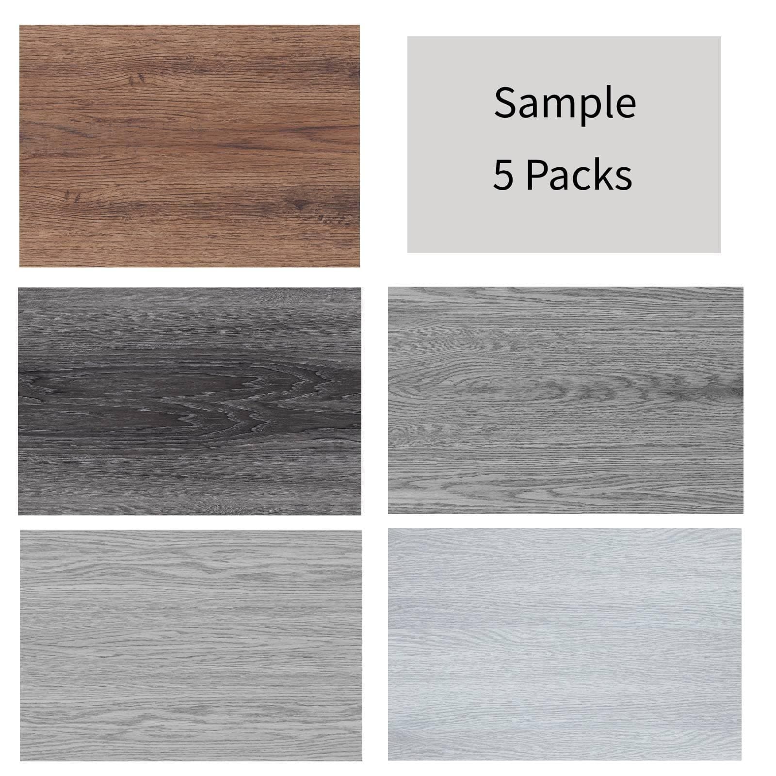 Peel and Stick Floor Tile Vinyl Plank Flooring Sample Set of 5 Packs, INMOZATA Self Adhesive Waterproof Vinyl Flooring Wood Grain Look Floor Tile for Bedroom, Living Room, Kitchen, RV (Sample)