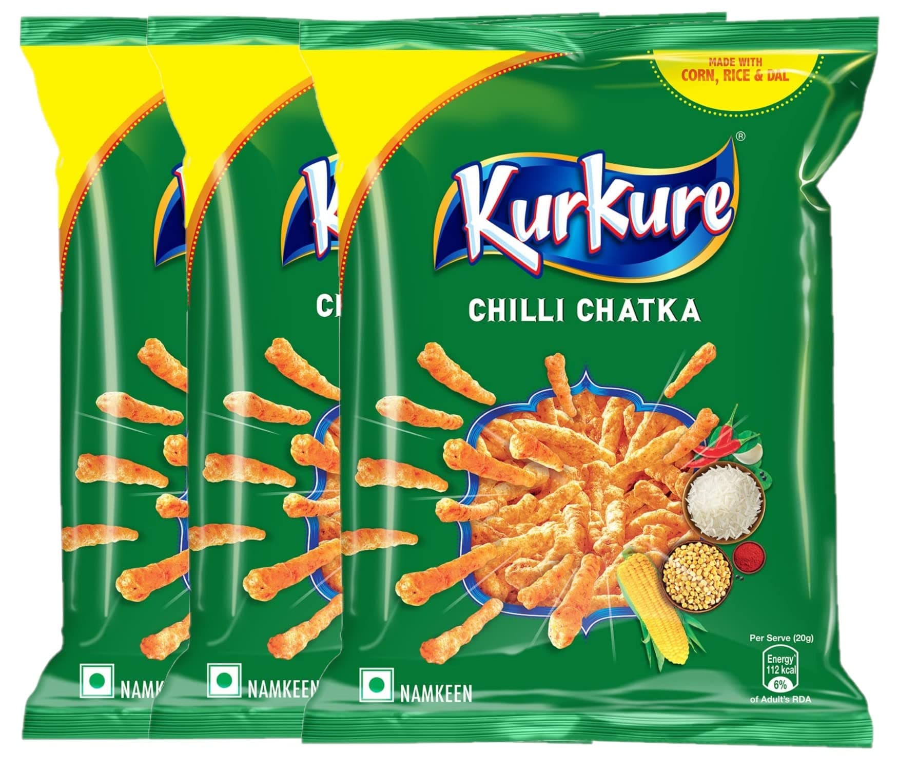 Kurkure Chilli Chatka Indian Chips Pack of 3