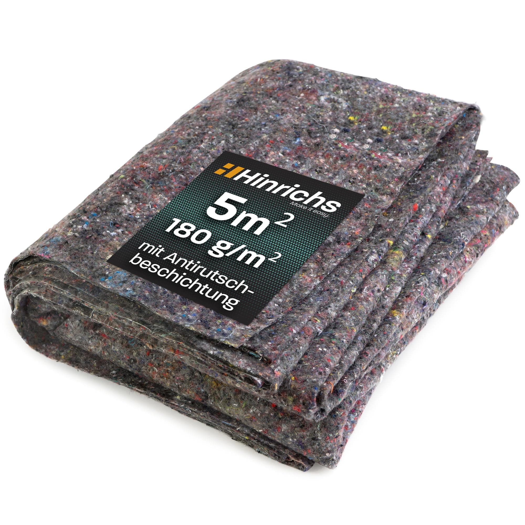 Hinrichs Protective Cover 1 m x 5 m = 5 m² – Moving Blanket 180 g per m2 Thick with Non-Slip PE Coating – Moving Cover Surface Protection