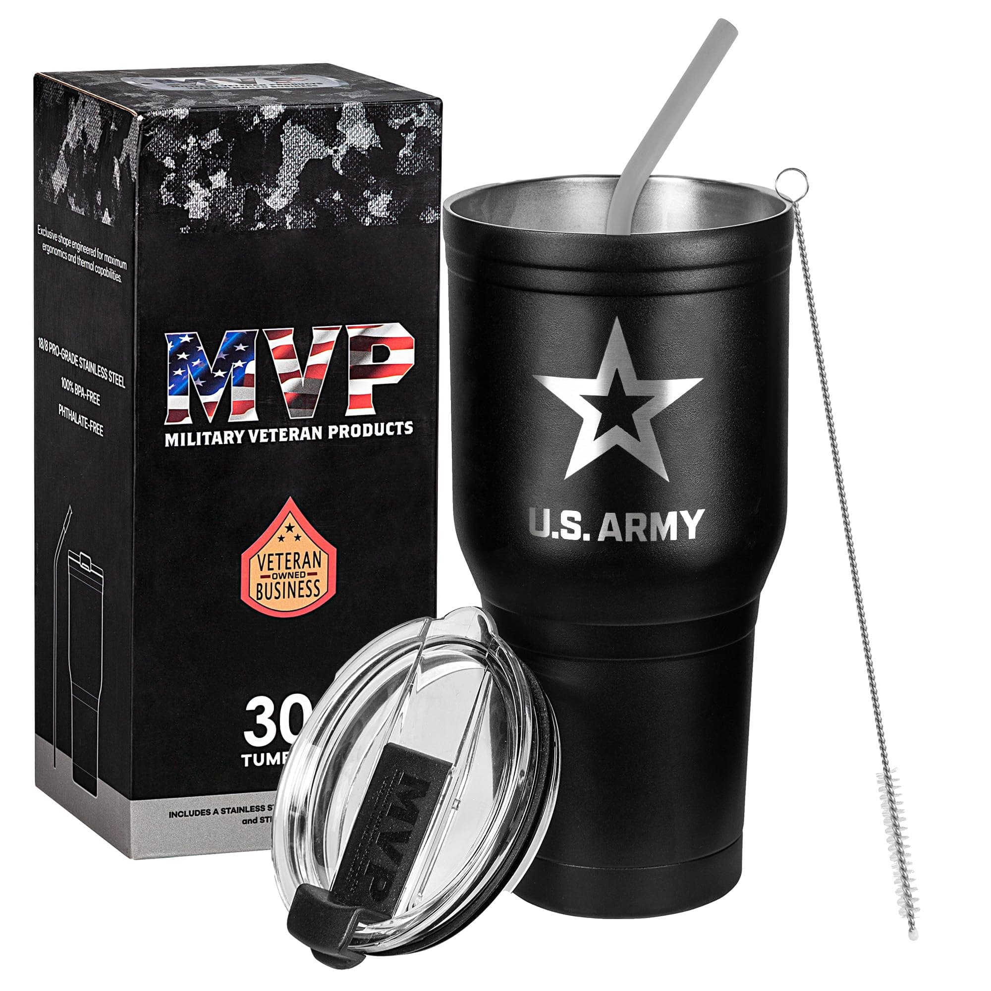- Military Gift Shop 30 oz US-Army Black Double Wall Vacuum Insulated Stainless Steel Travel Mug - Soldier Deployment Gifts - Army 30oz Tumbler