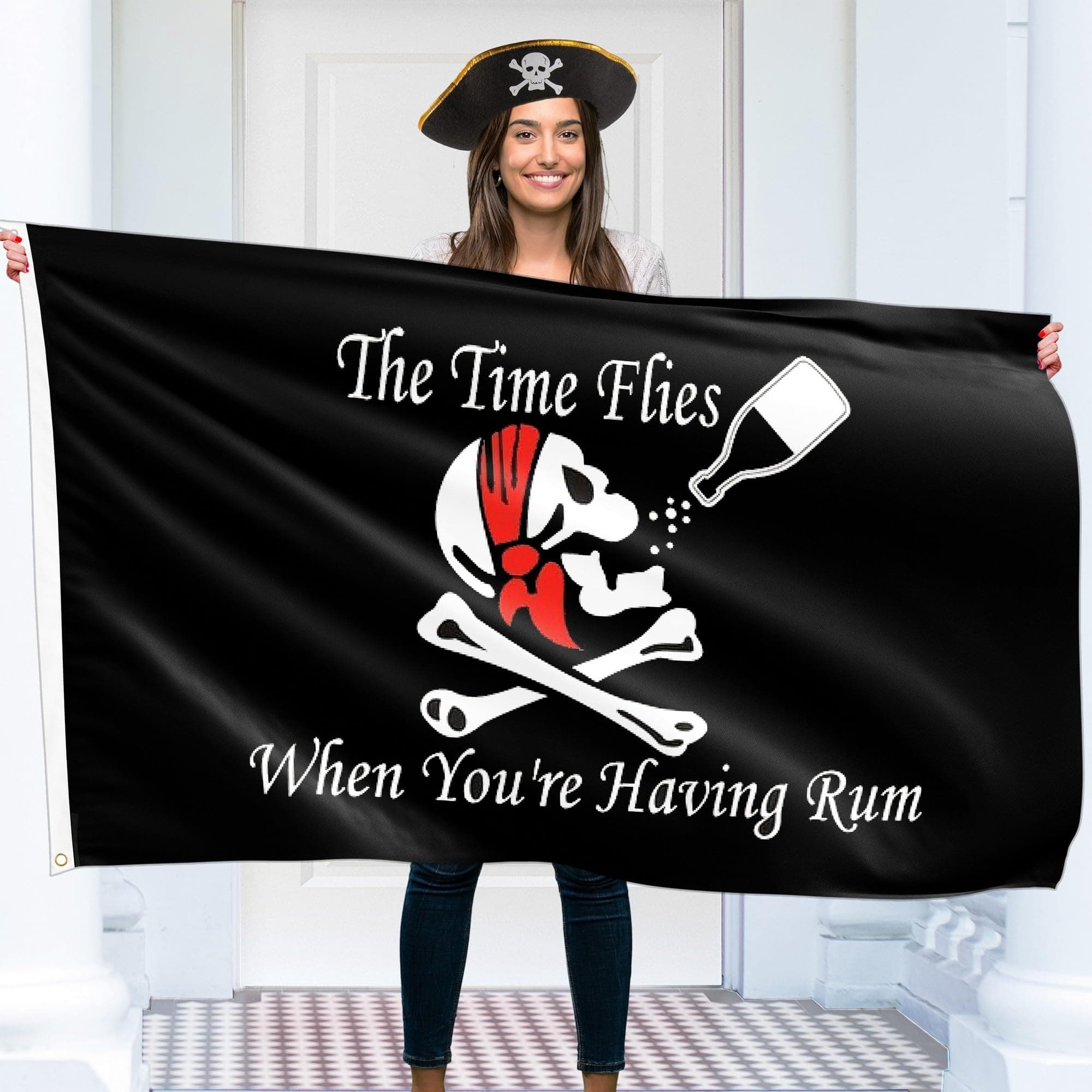 Pirate Flag – Jolly Roger Flag - Double-sided Print – 90G polyester - Double Seam - 2 brass eyelets, large 5ft x 3ft