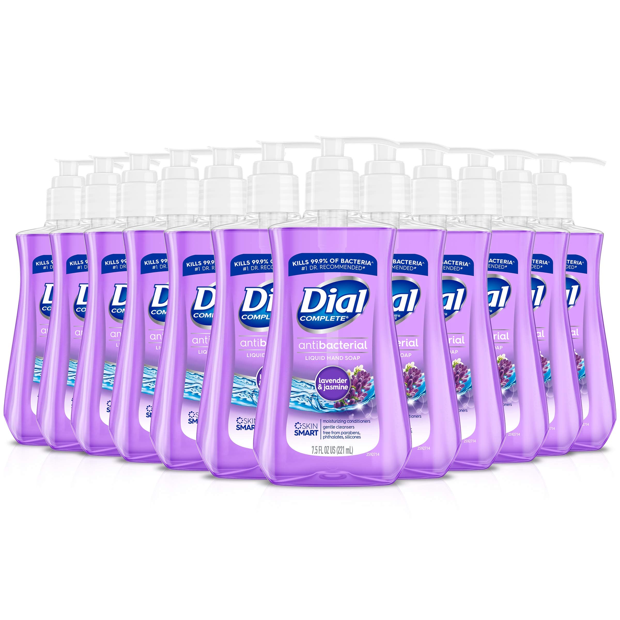 DialComplete Antibacterial Liquid Hand Soap, Lavender & Jasmine Scent, 7.5 fl oz (pack of 12)