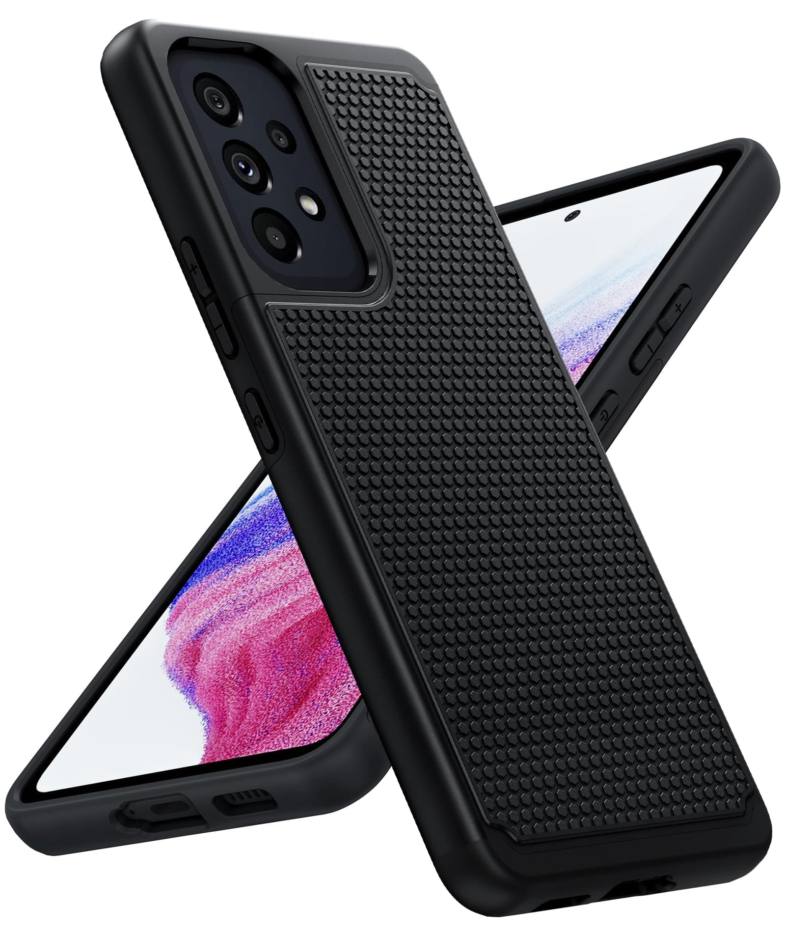 for Galaxy A53-5G Phone Case: Samsung A53 5G Military Grade Drop Protection, 14ft Drop Tested, Anti-Slip Matte Textured, TPU+PC Dual Layer Shockproof Cover (Black)