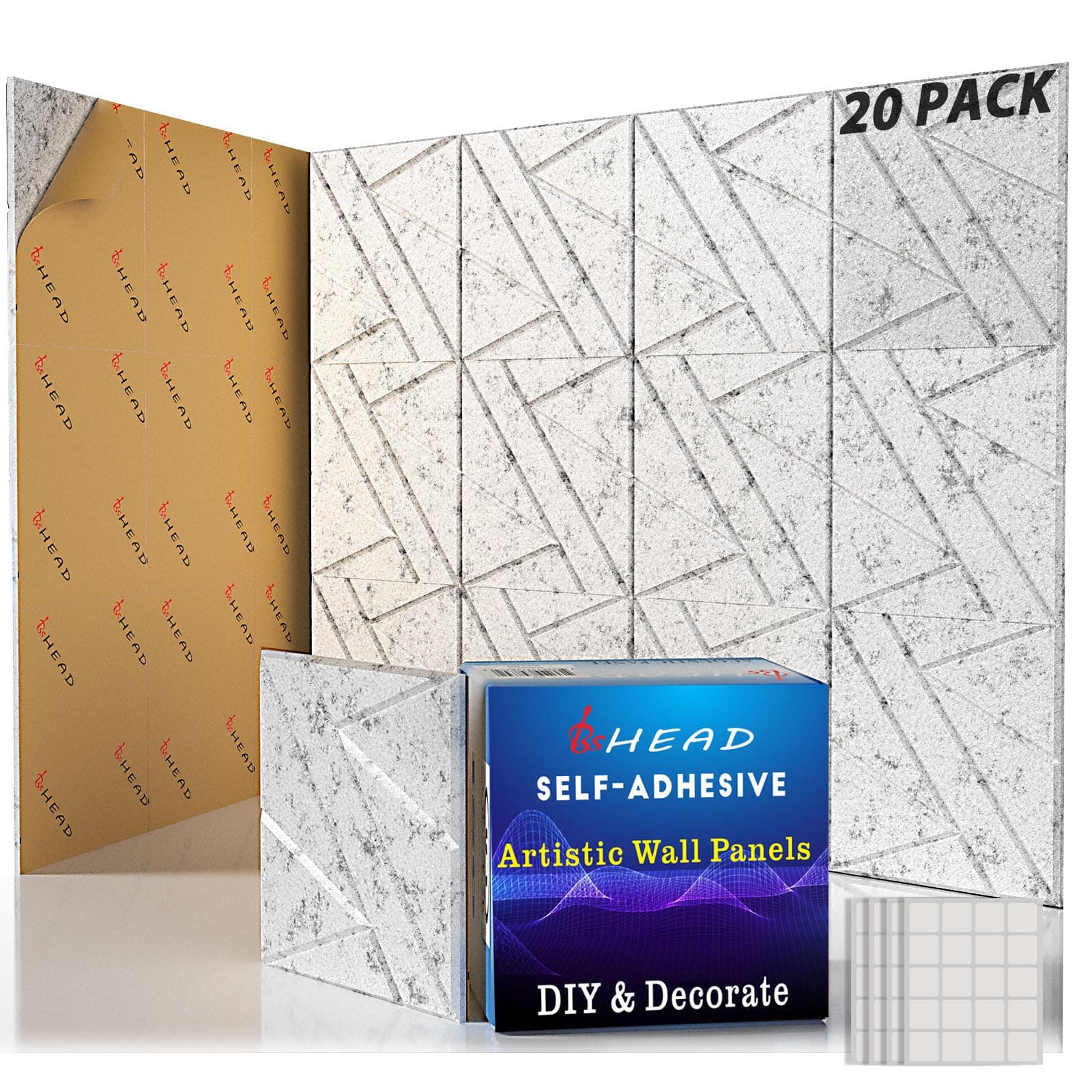 【20 Pack】 Acoustic Panels Self-Adhesive (0.4" Thick | 0.8lb/ft³ Medium Density) - 12x12 Soundproof Foam Tiles for Home Office/Wall Sound Absorption, Noise Reduction Panels Studio Use - Gray