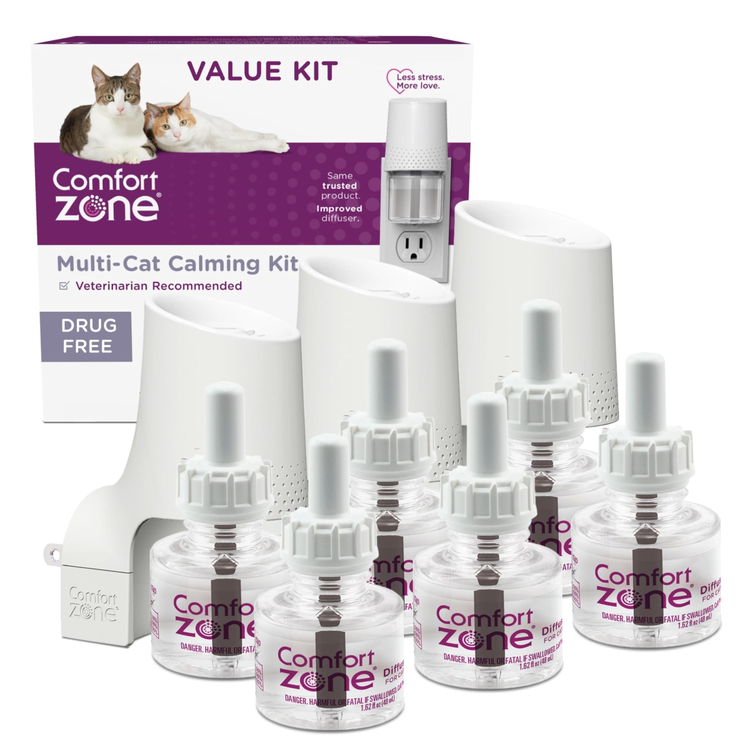 Value Kit; 3 Multicat Diffusers & 6 Refills; Cat Calming Pheromone; Reduce Stress, Aggression, Fighting, Urine Marking, Scratching