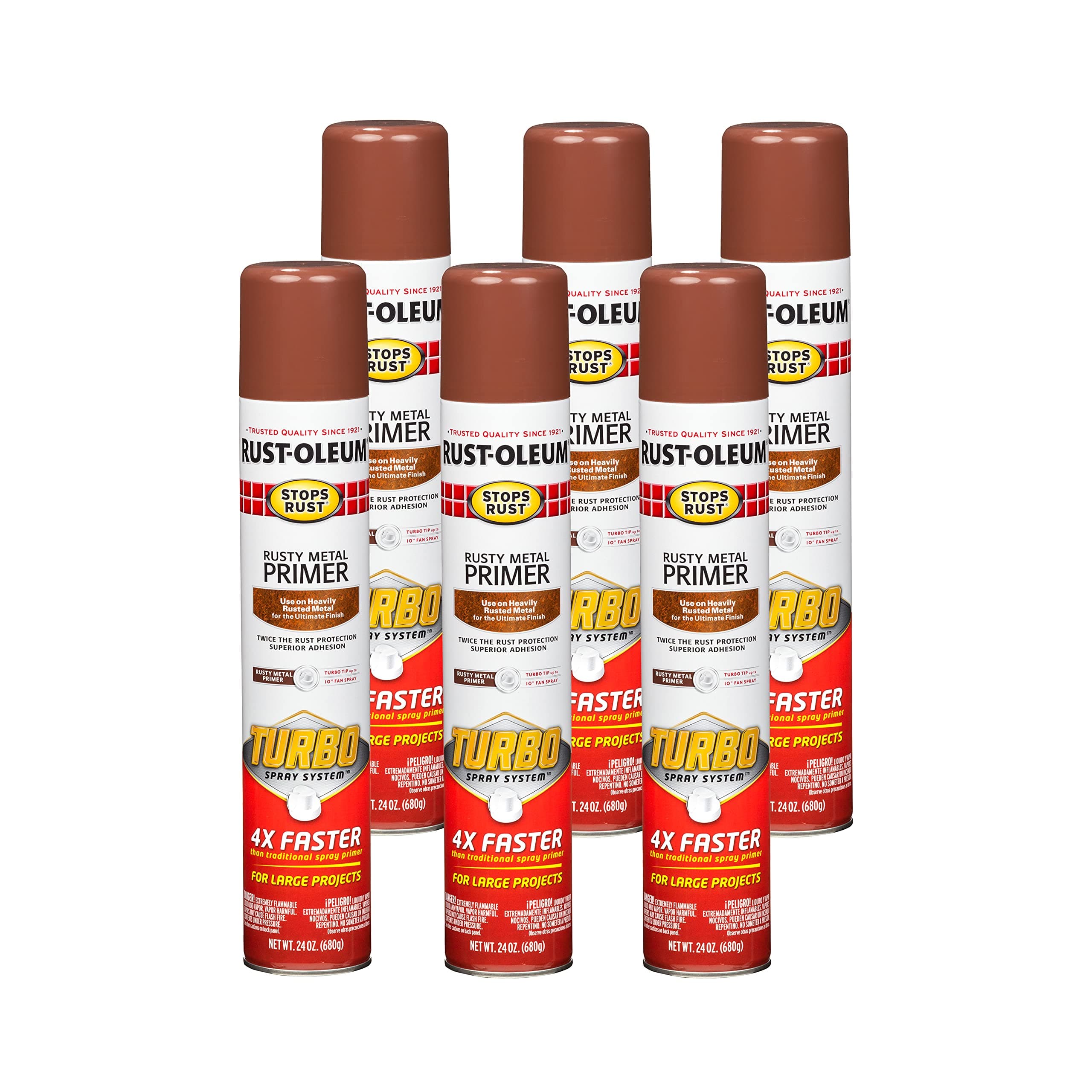 353346-6PK Stops Rust Turbo Spray System Rusty Metal Primer Spray, 24 oz, 6 Pack