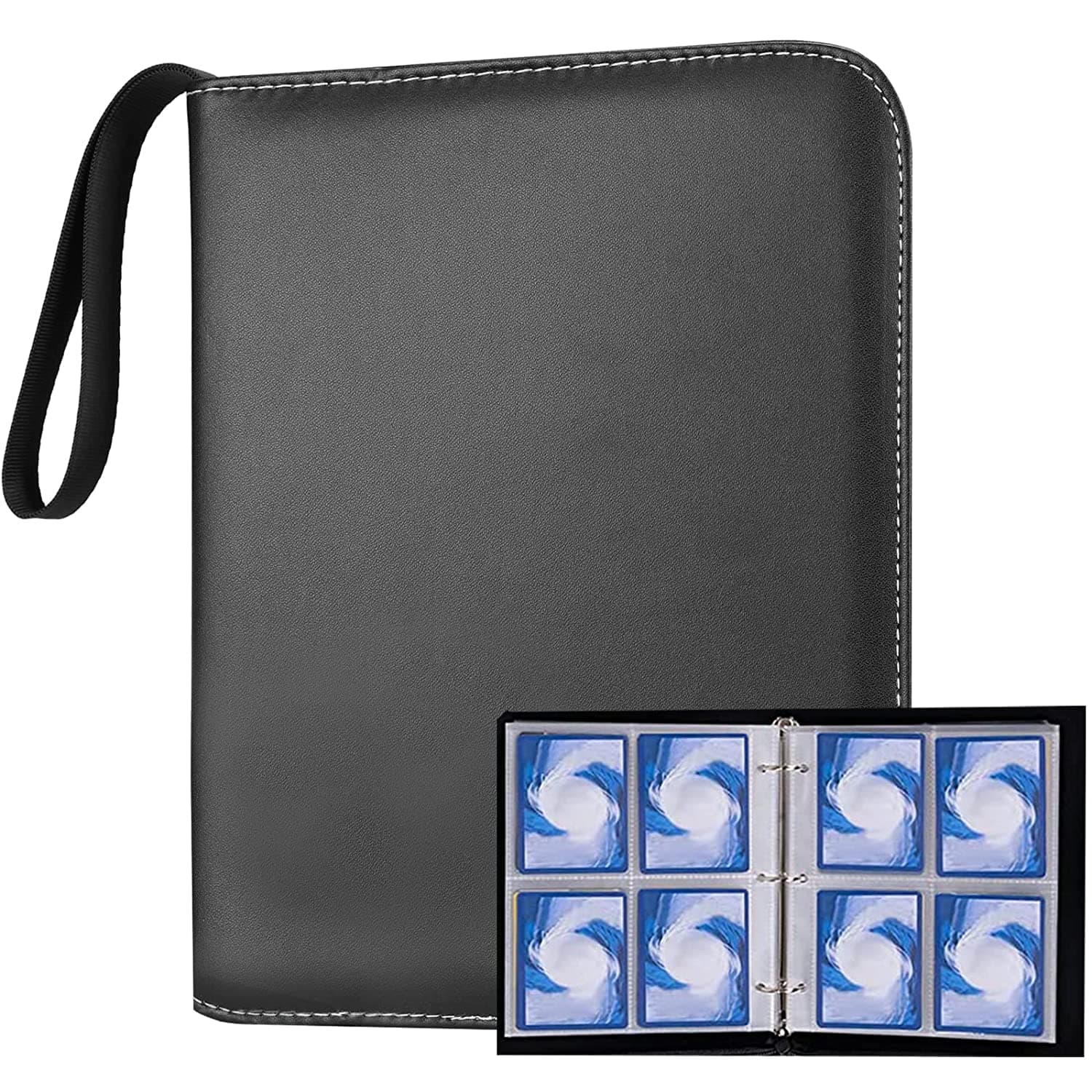 ProCase 4-Pocket Binder Compatible with Trading Cards, 400 Pockets Portable Trading Cards Holder Collector Album with 50 Removable Sheets for Boys Girls -Black