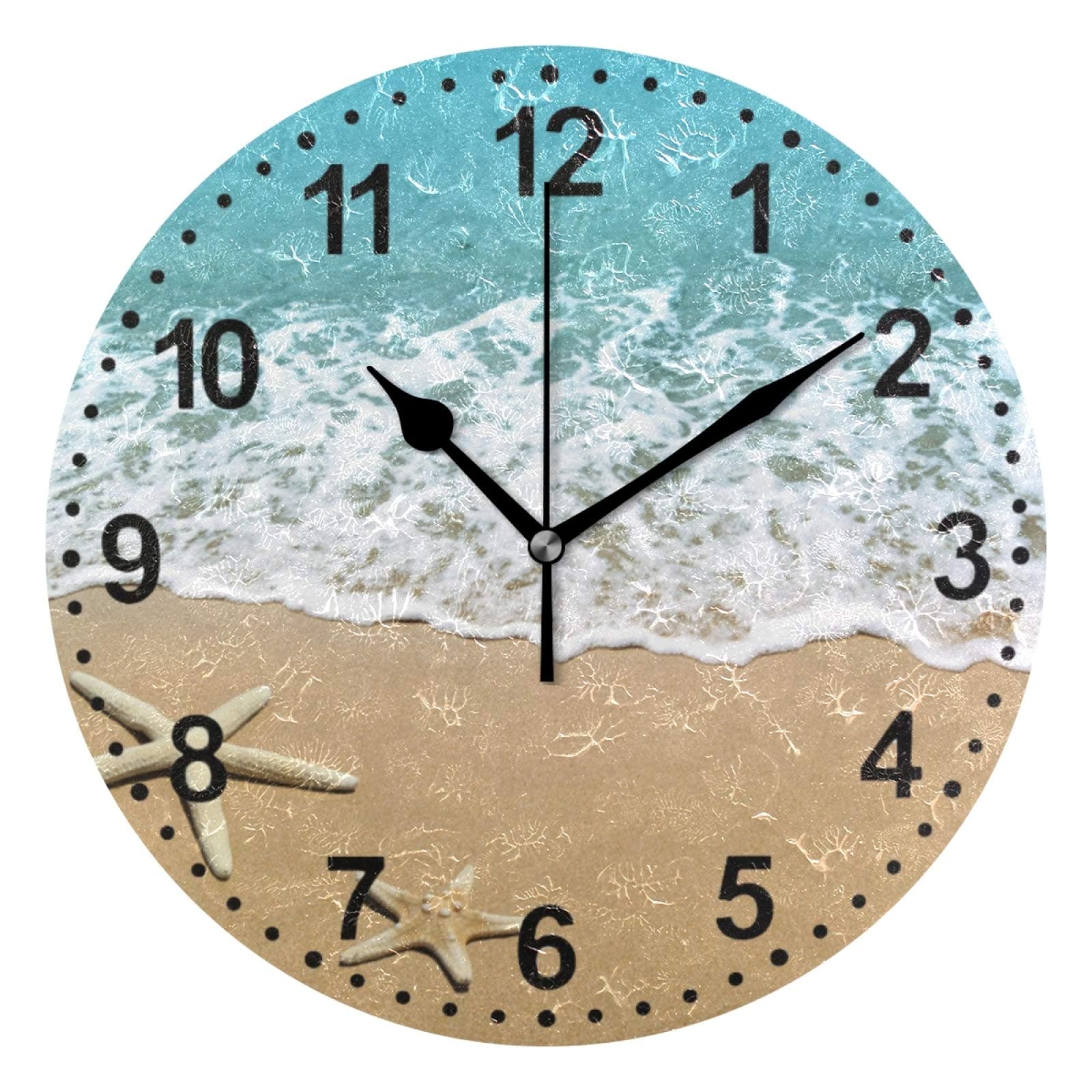 Bathroom Clock Seashell Christmas Decorative Wall Clock Non-Ticking Silent Clocks for School Living Room Mom's Gift 9.5inch