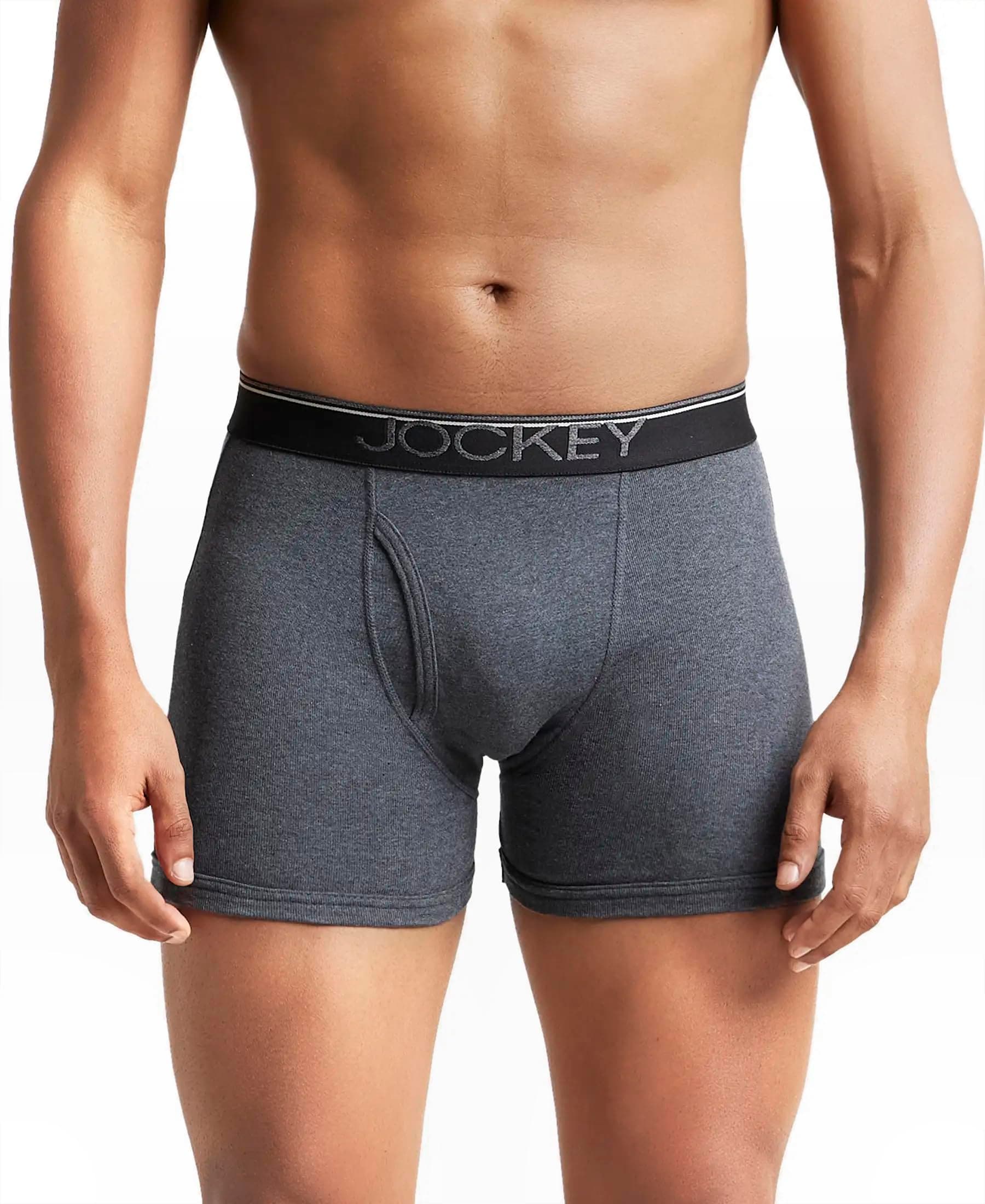 Jockey 8009 Men's Super Combed Cotton Rib Solid Boxer Brief with Ultrasoft Waistband