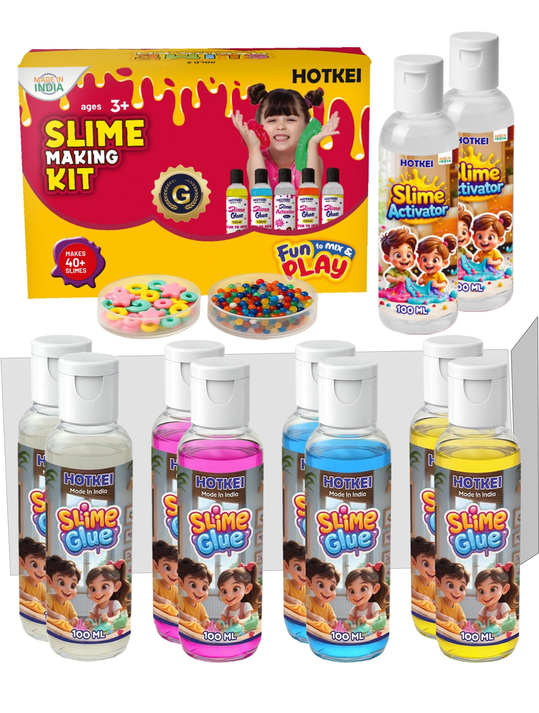 (Make 40+ Slimes) Multicolor Scented DIY Magic Toy Slimy Slime Activator Glue Gel Jelly Putty Making kit Set Toy for Boys Girls Kids Slime Activator Making Kit