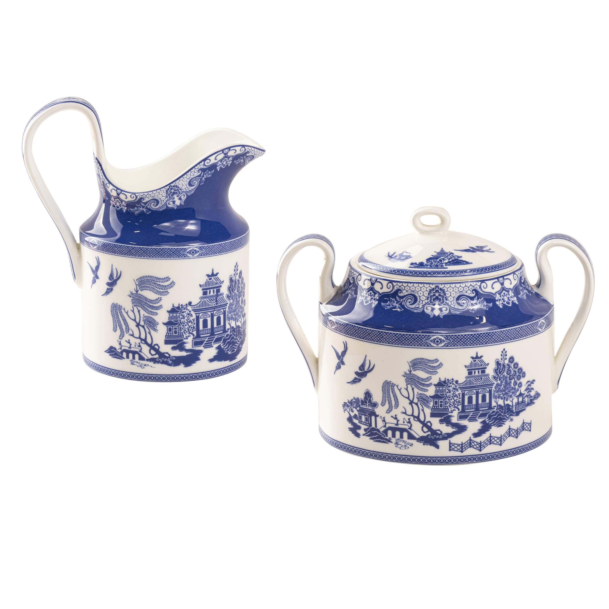 Bone China Blue Willow Sugar And Creamer Set (2-Piece Set)