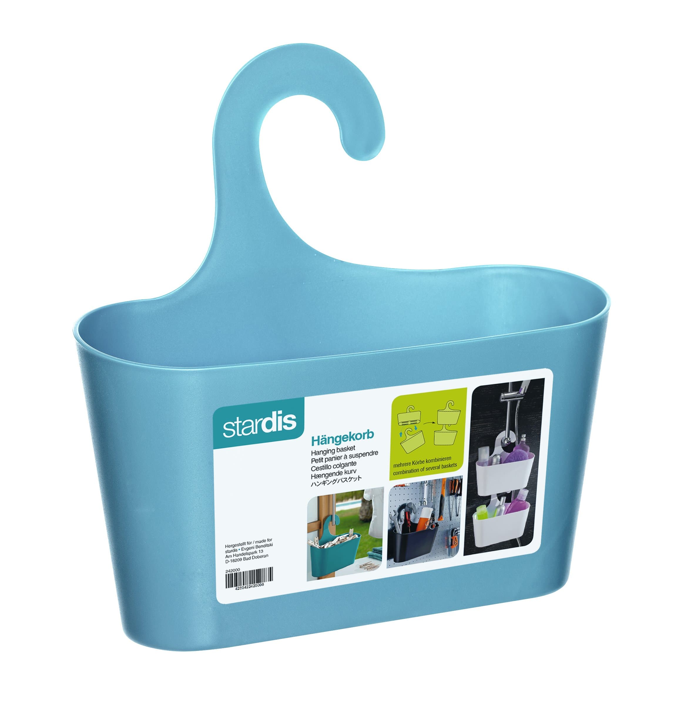 stardis Shower Basket light blue with Hook Hanging Caddy Organizer Plastic