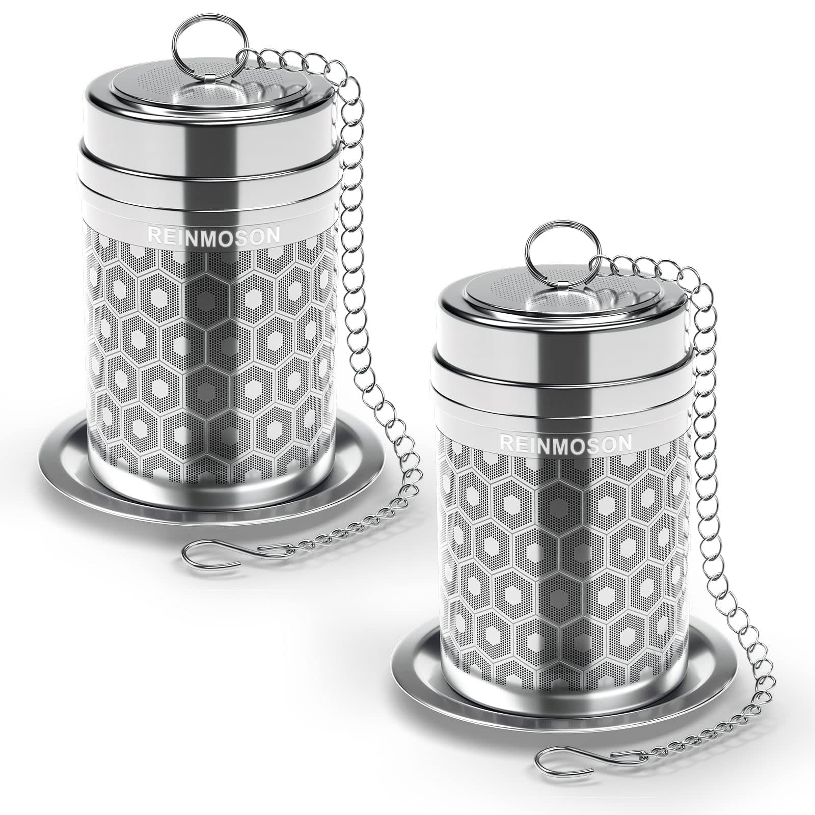 2 Pack Large Tea Infuser for Loose Tea & Spice Infuser for Cooking, Extra Fine Mesh Large Tea Strainers for Loose Tea, 304 Stainless Steel Loose Leaf Tea Steeper for Black Tea, Rooibos, etc