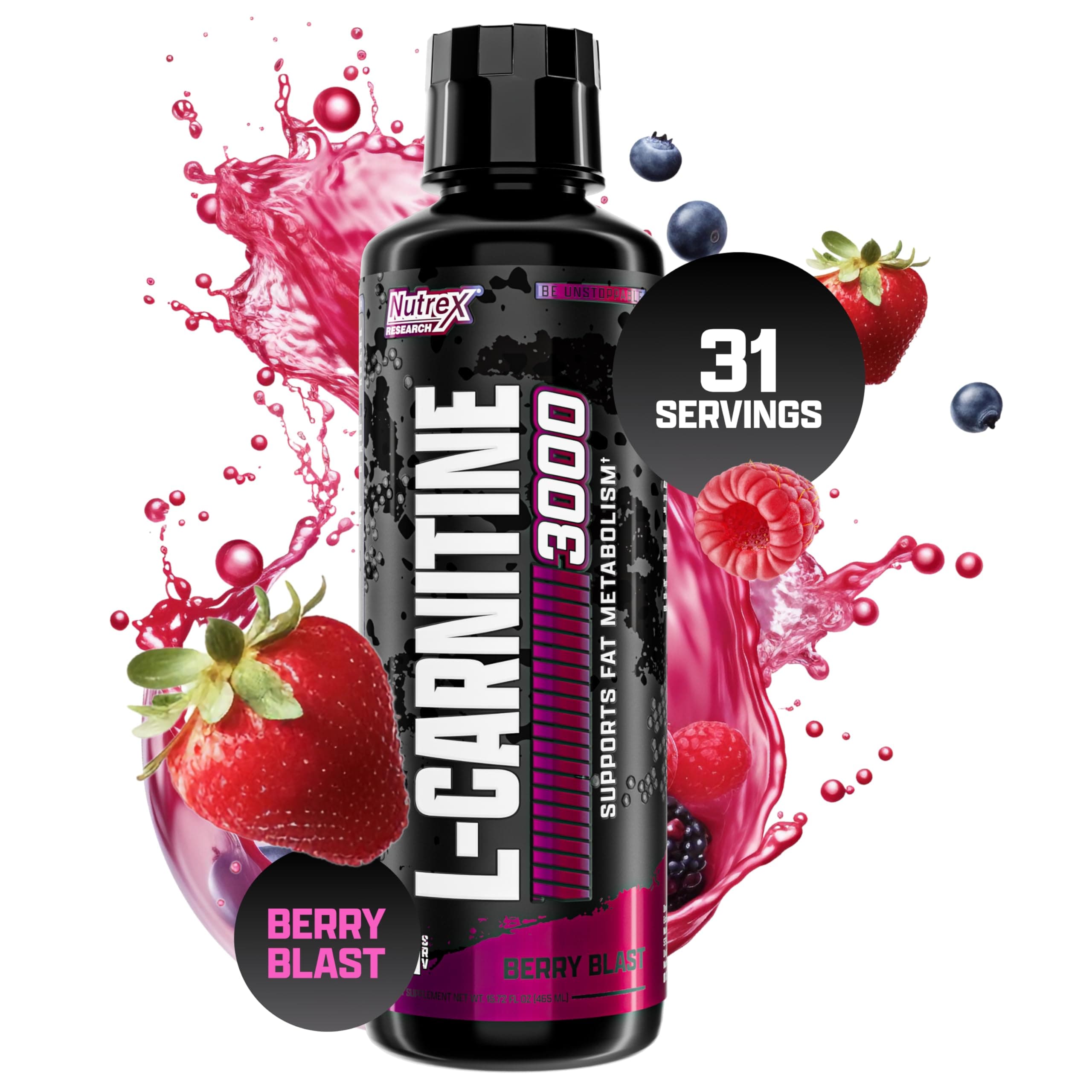 Nutrex Research Liquid Carnitine 3000 | Premium Liquid Carnitine, Boost Endurance, Fat Loss Support | (465 ML, Berry Blast)