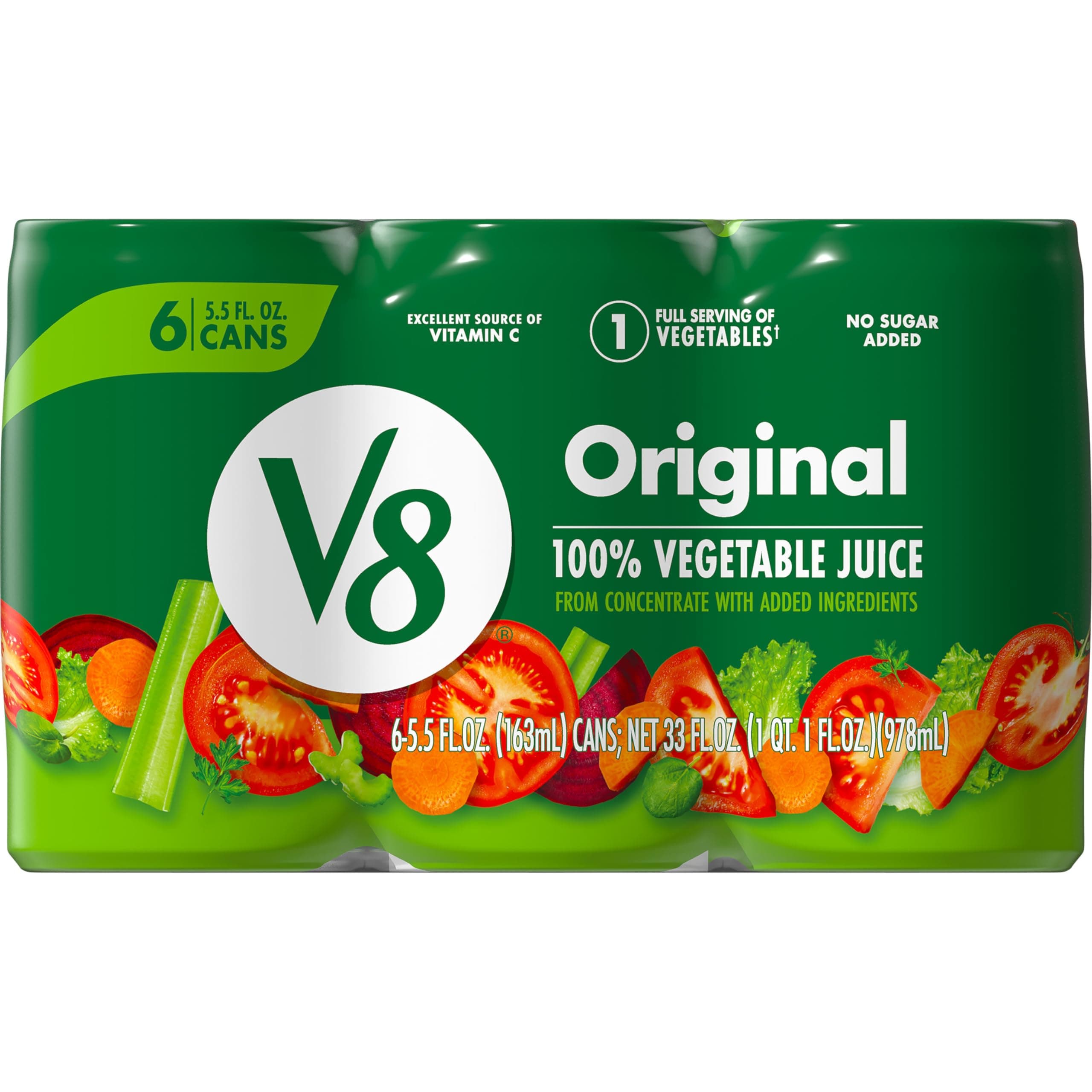 V8 Original 100% Vegetable Juice, 6 X 163 ml