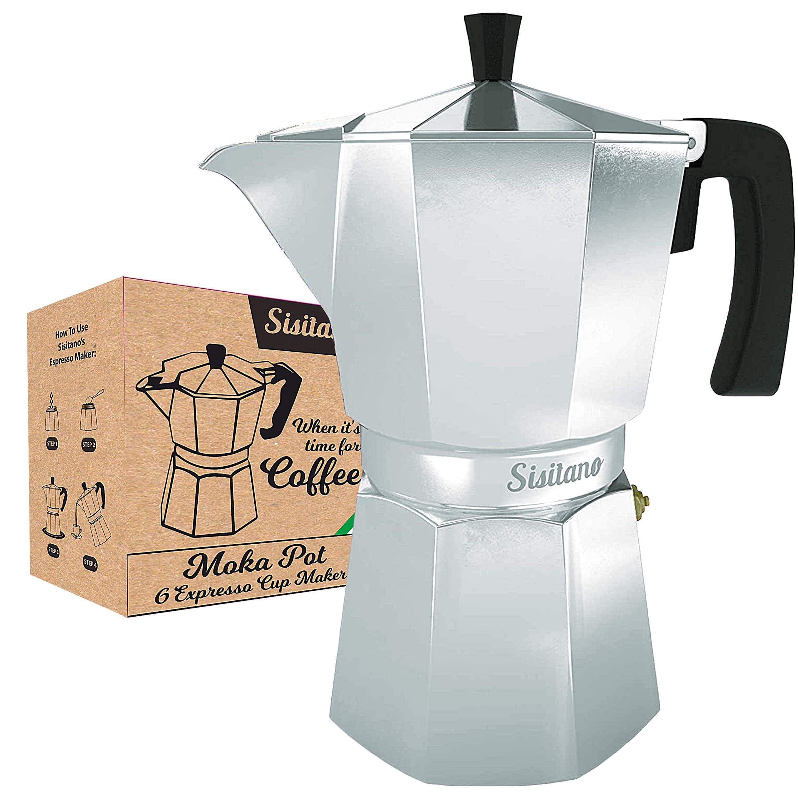 Espresso Maker, 9oz Moka Pot 6 expresso cups, Greca Coffee Maker, Cafetera Cuban Coffee Maker, Percolator Coffee Pot, Electric/Gas Stovetop Espresso Maker inspired by Italian Coffee Makers