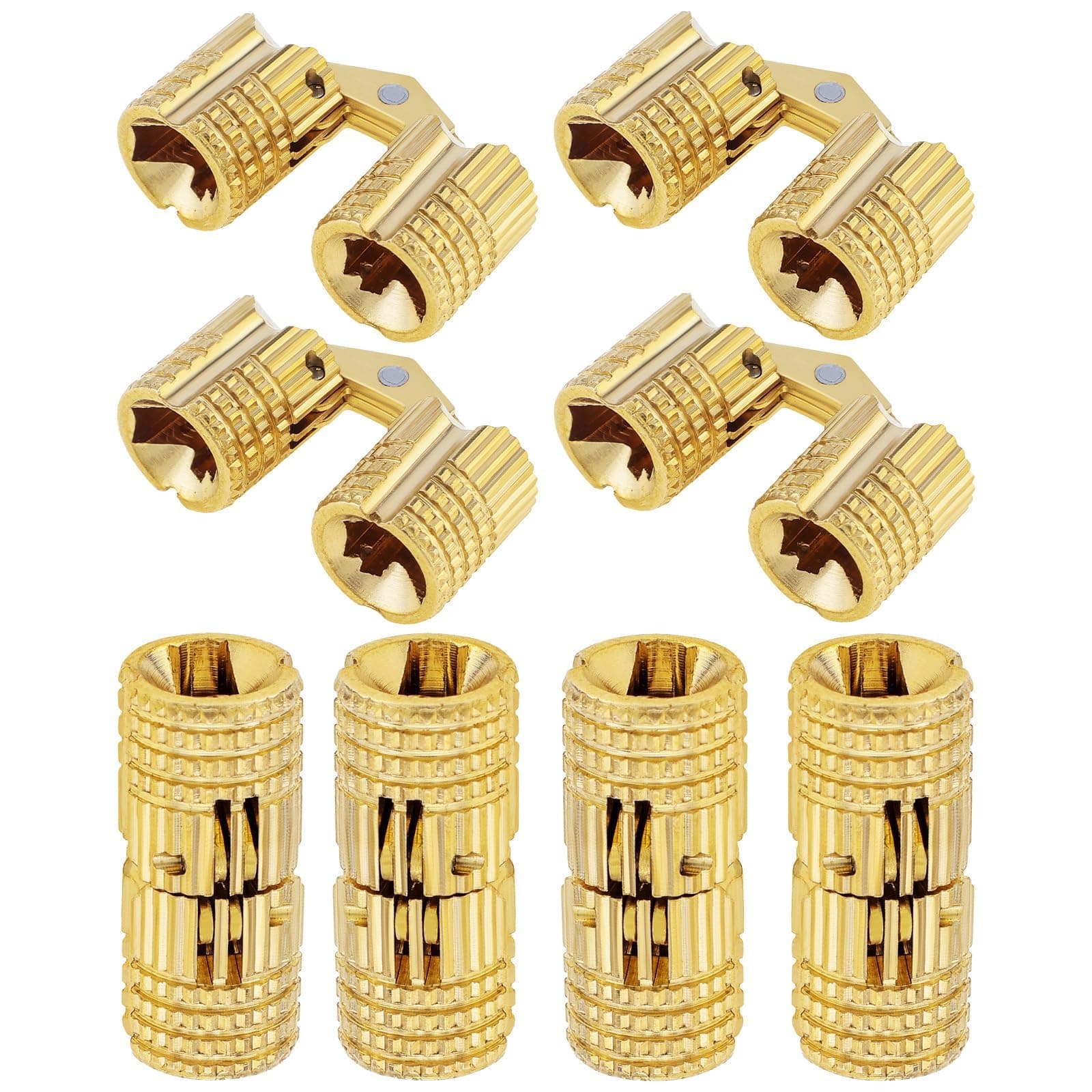 KASTWAVE Barrel Hinges, 8 Pcs 8 mm Hidden Brass Box Hinges, 180 Degree Opening Angle Barrel Hinges, Invisible Furniture Hinges for DIY, Jewelry Box, Hand Craft