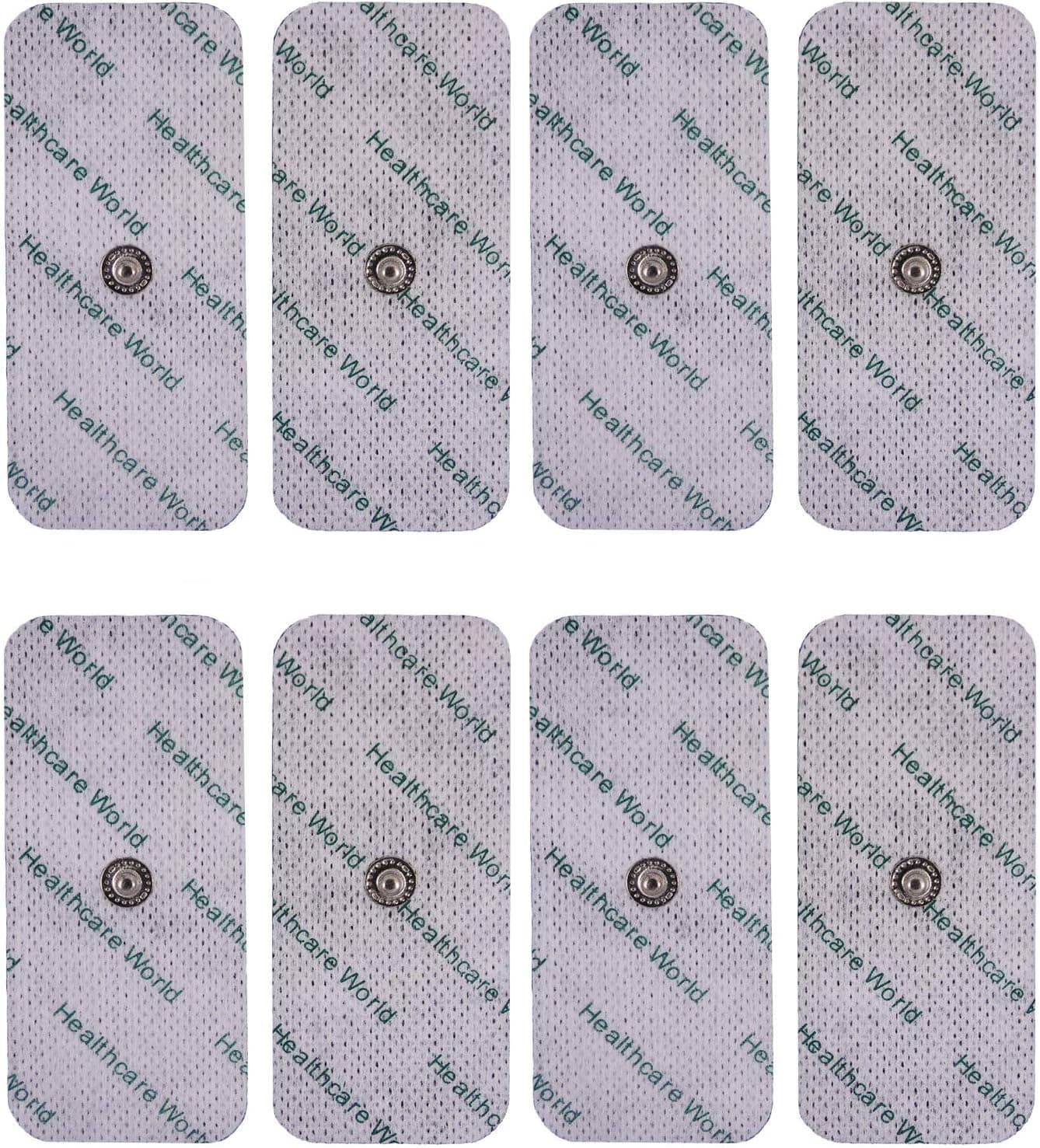 Large TENS Electrode Pads – 3.9mm Stud Connector – Set of 8 – Compatible with Compex, Cefar & Easy