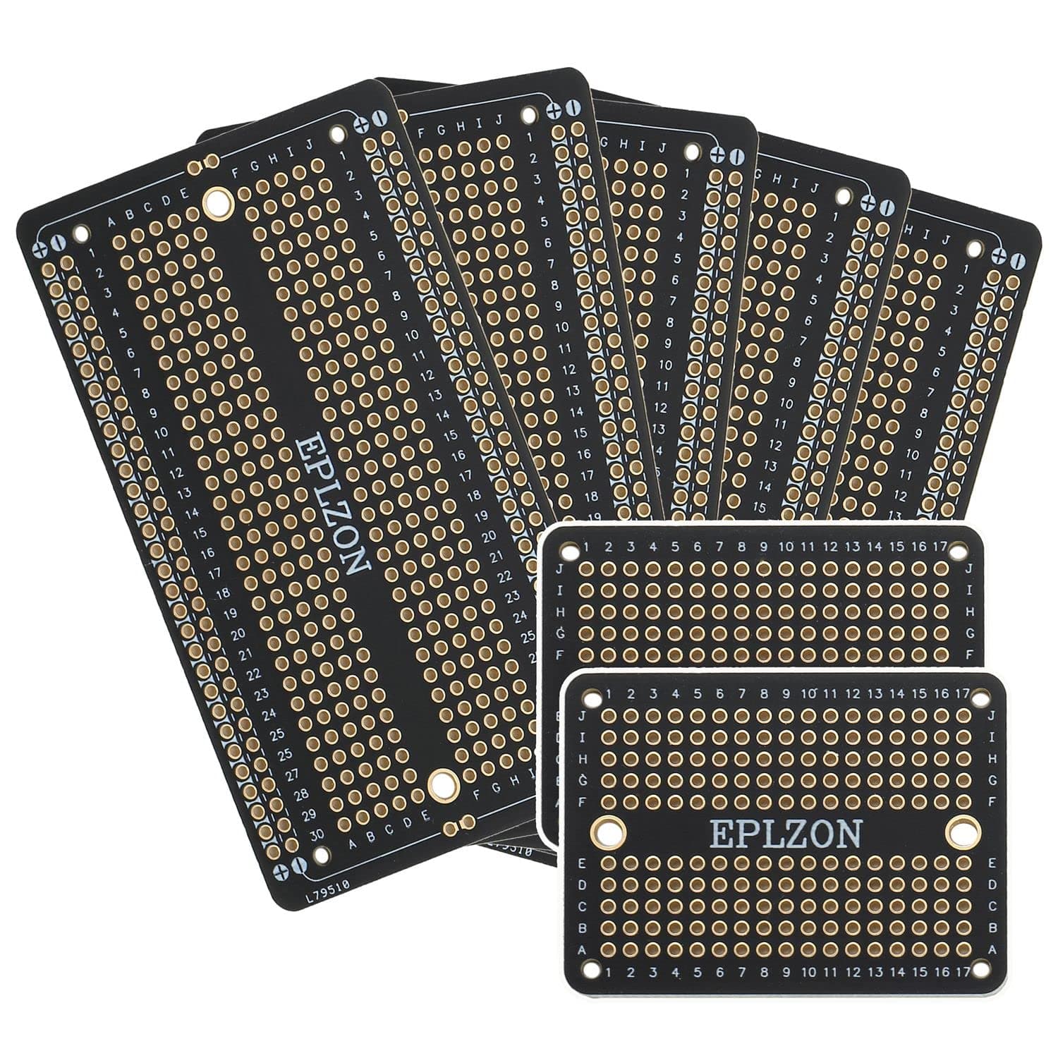 Solderable Breadboard PCB Board Gold-Plated Solder Breadboard for DIY Electronics Projects Apply to Arduino Soldering Projects 3.5"x2.05" (5 Pack + 2 Mini Board, Black)