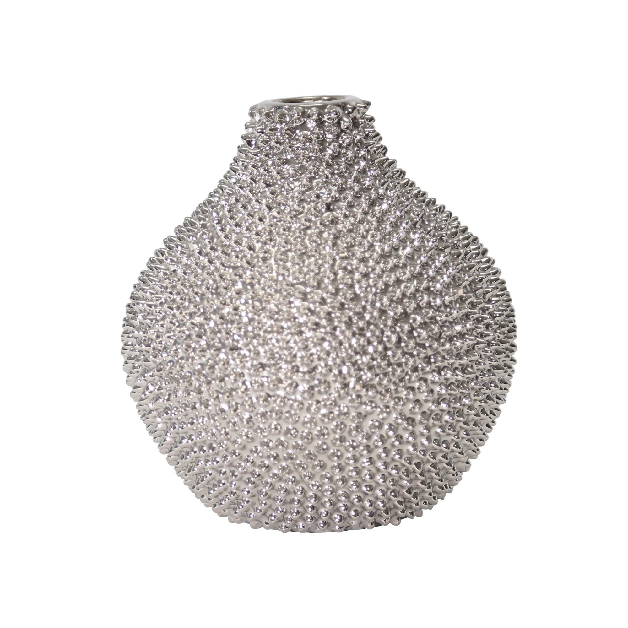 Sagebrook Home 12068-03 Decorative Ceramic Vase, Silver Ceramic, 9.5 x 9.5 x 10 Inches