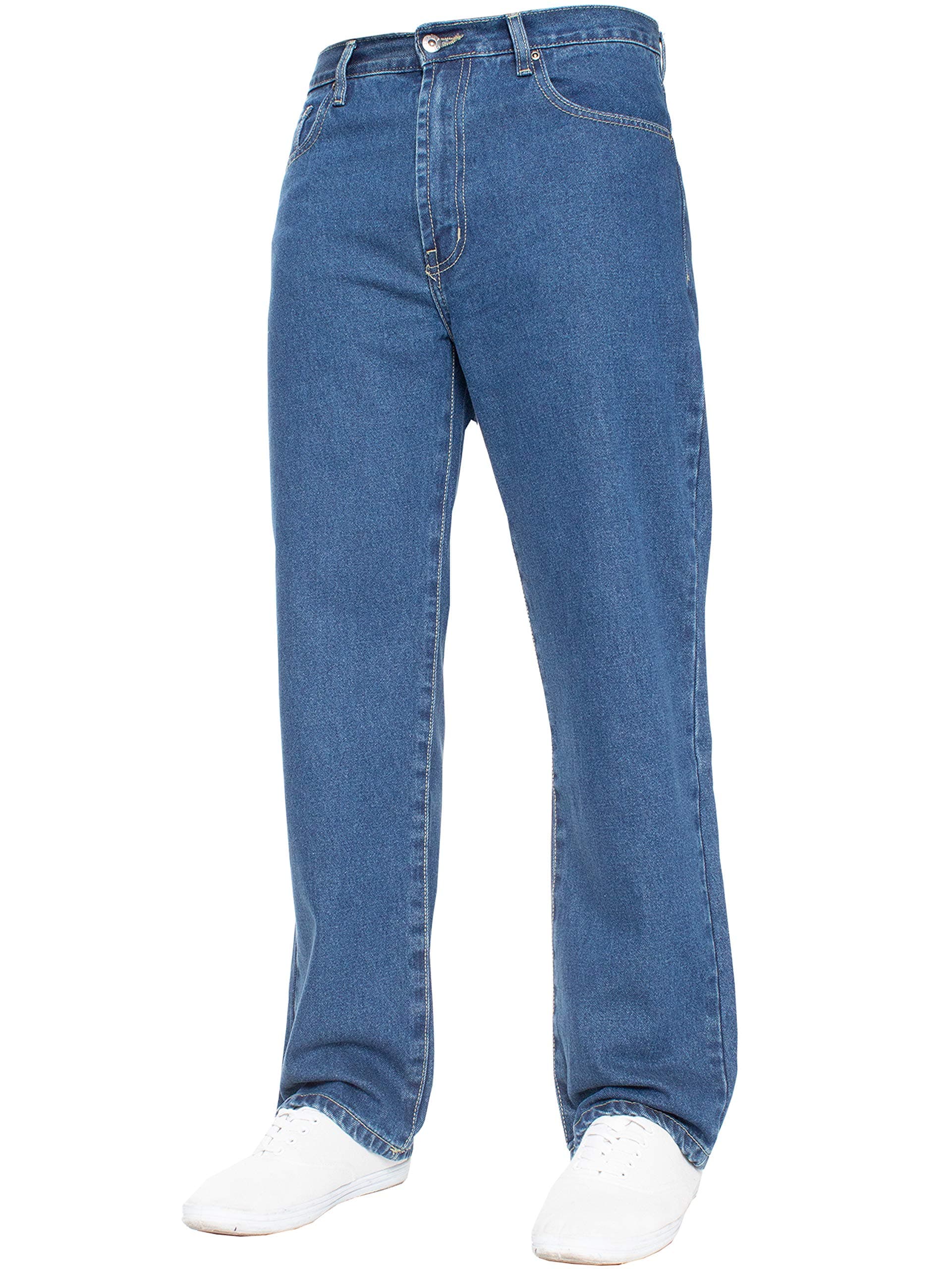 Mens Straight Leg Jeans Basic Heavy Duty Work Denim Trousers Pants All Waist Big Sizes in 4 Colours