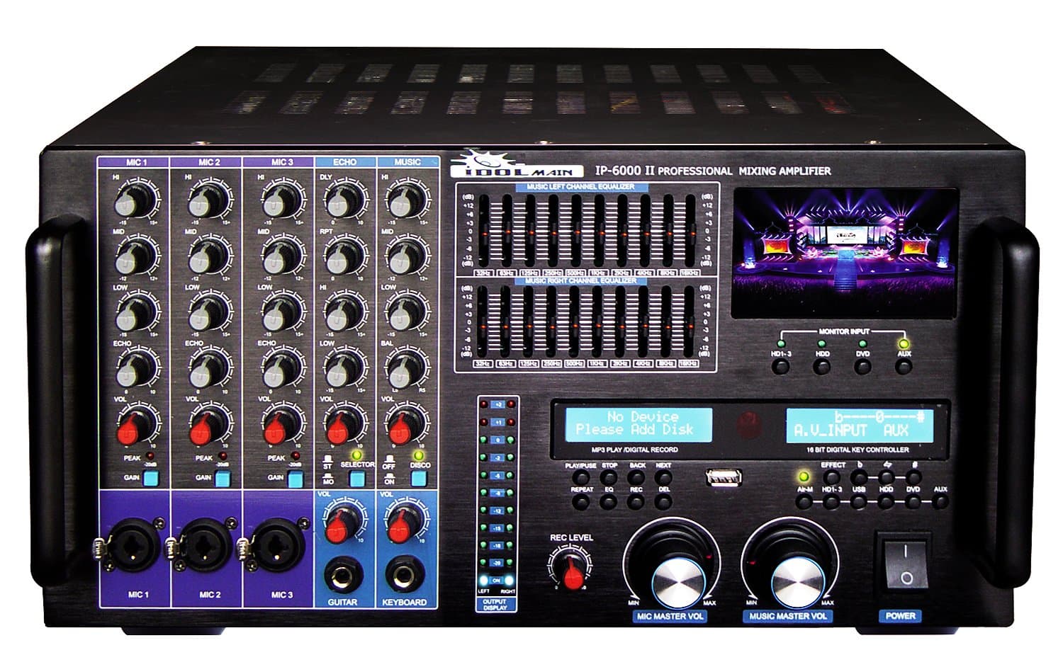 IDOLmain 8000W IP-6000 II Bluetooth/HDMI/Recording/LCD Screen/10 Band Equalizer Professional Console Mixing Amplifier